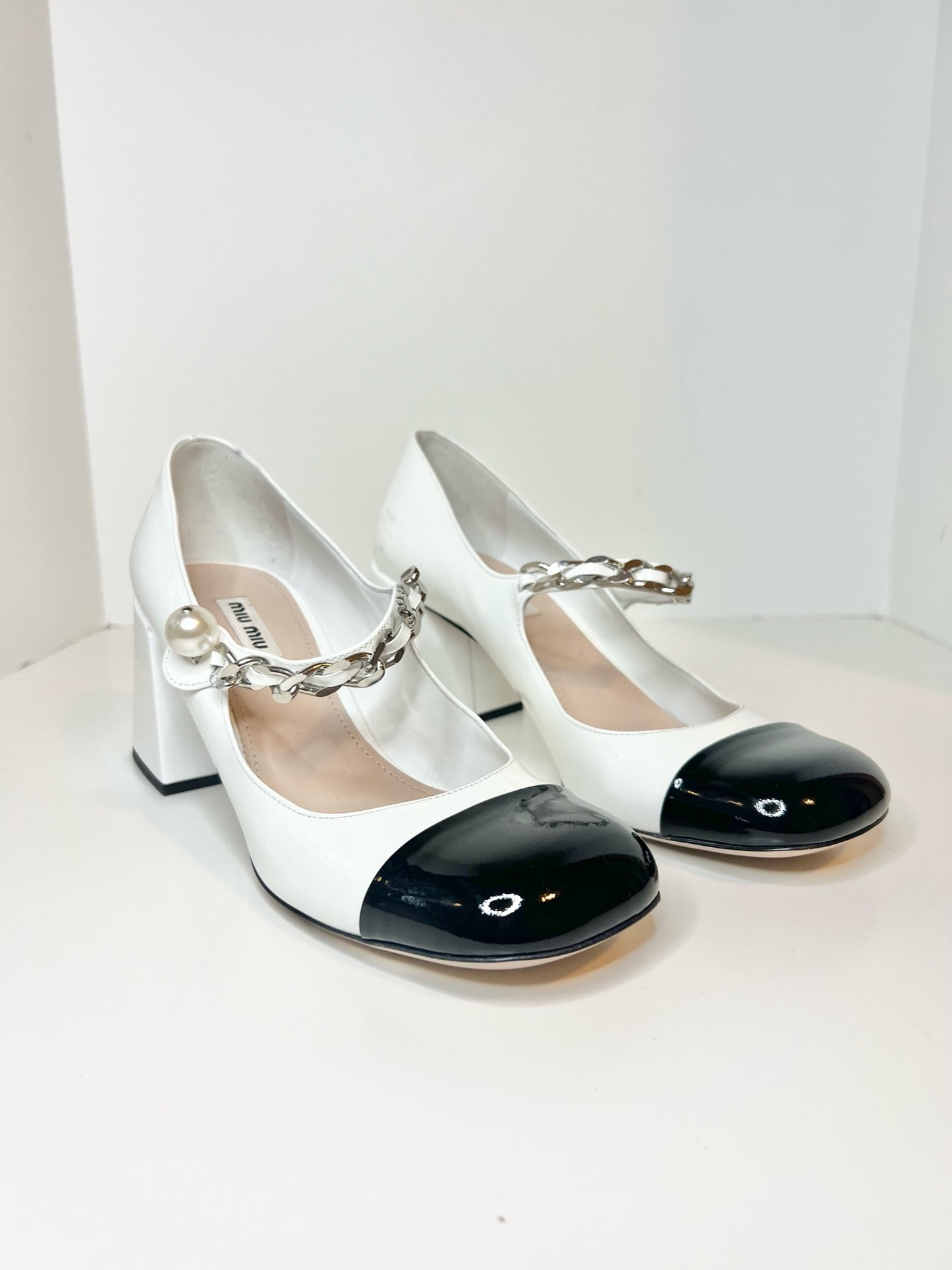 Miu Miu Cap Toe Mary Janes, Size 38.5