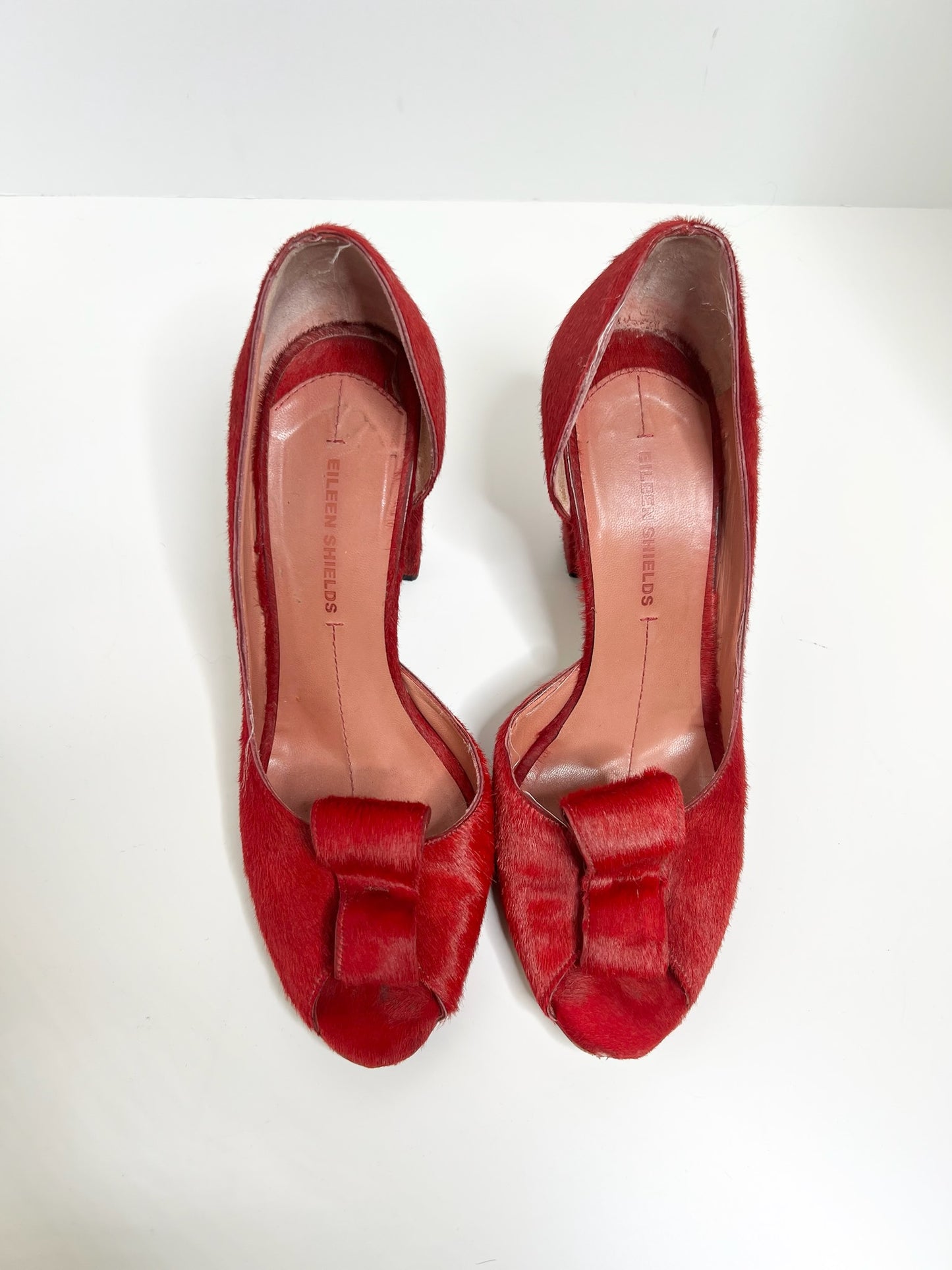 Eileen Shields Red Pony Hair D'orsay Pumps, Size 38.5