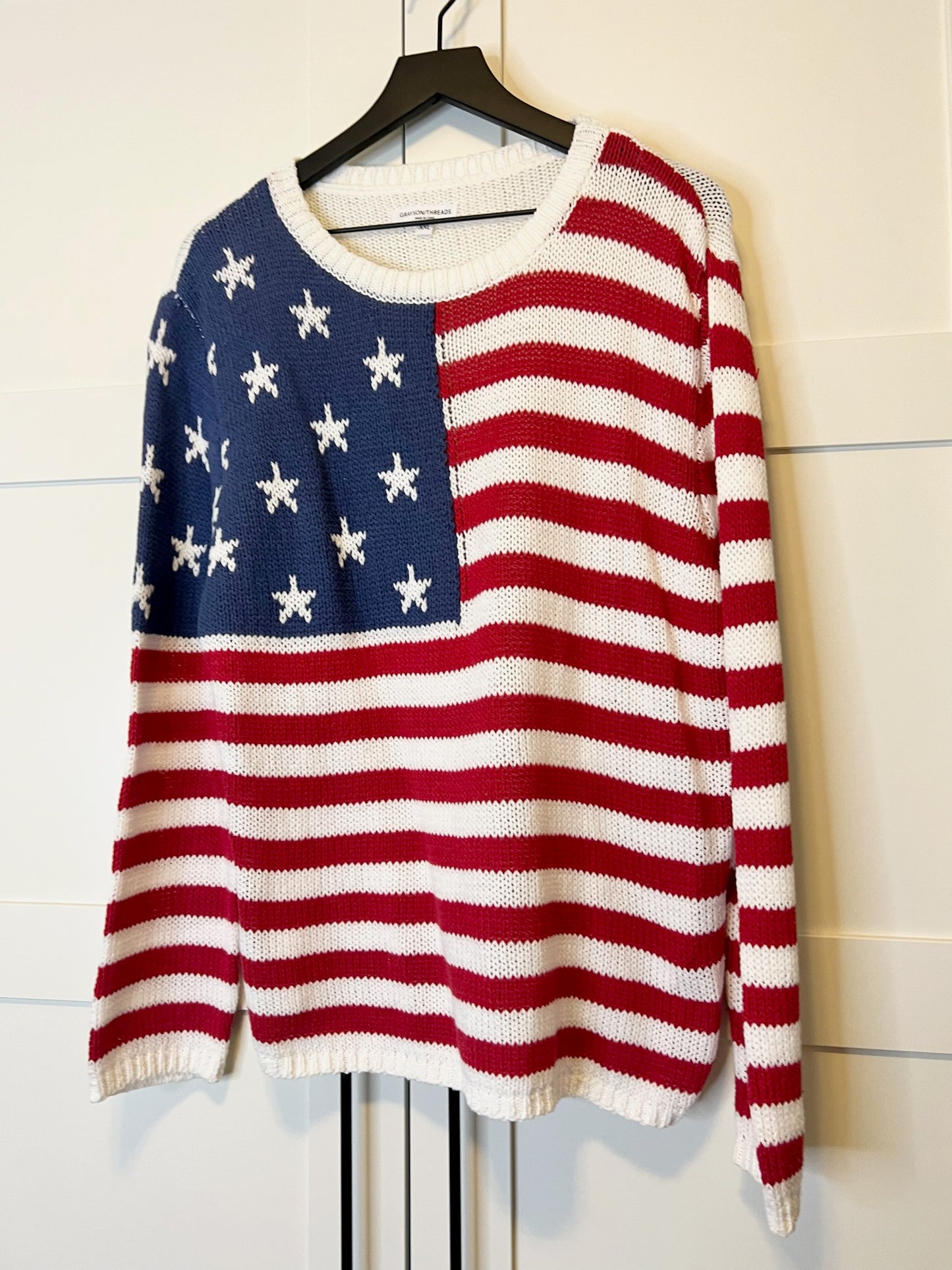 Grayson Threads American Flag Sweater, Size XXL