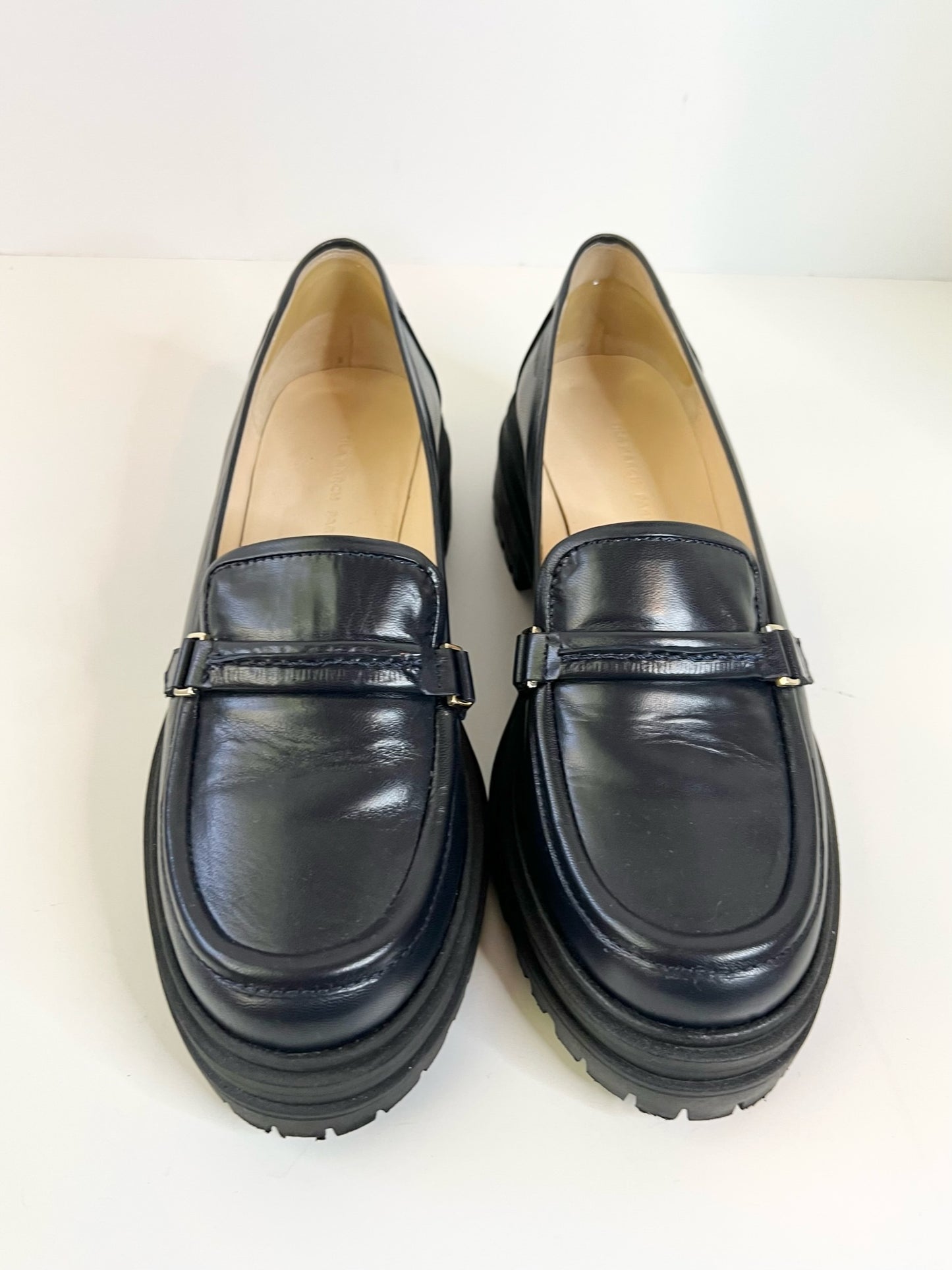 Tila March Paris Henri Leather Loafers Navy, Size 38