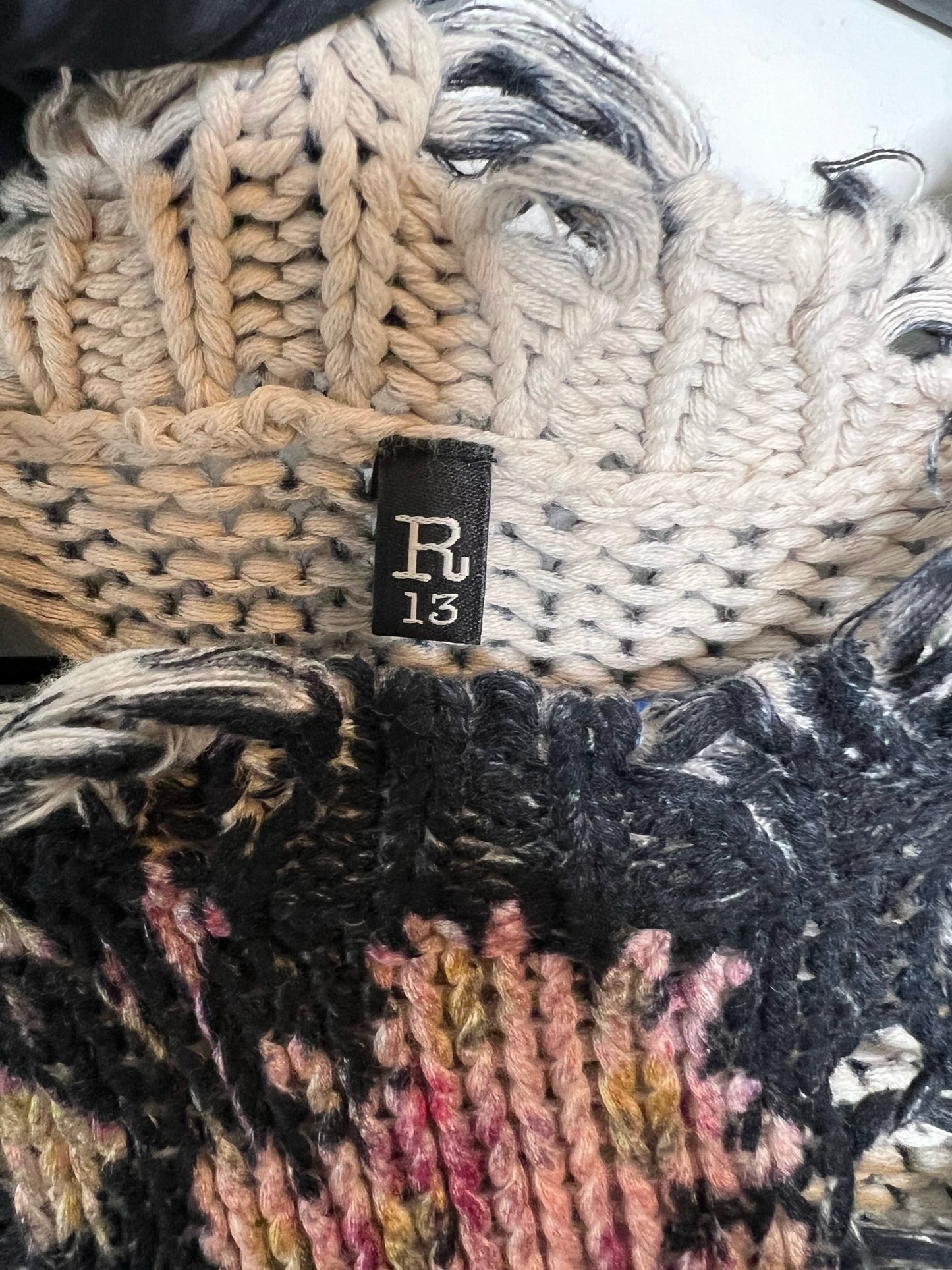 R13 Oversized Distressed Floral Sweater