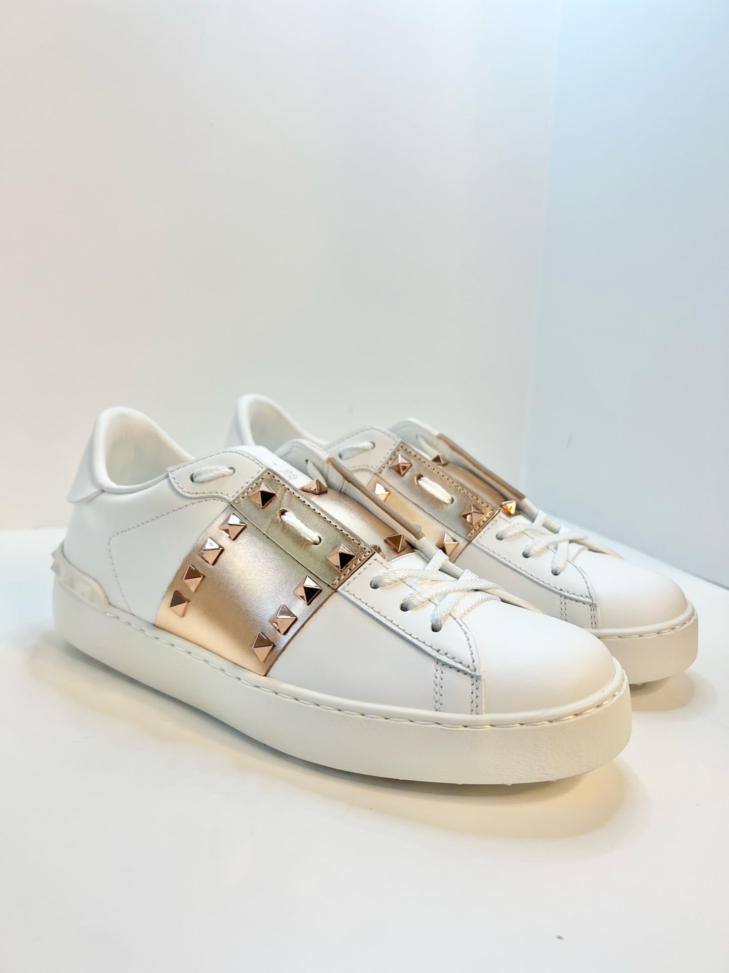 Valentino Garavani Rockstud Leather Sneakers, Size 38.5