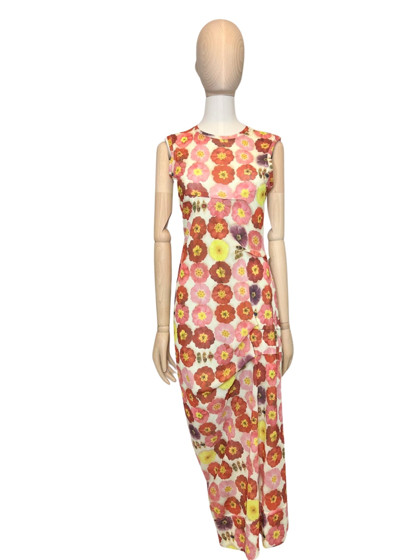 Molly Goddard Floral Printed Mesh Midi Dress, Size UK 10