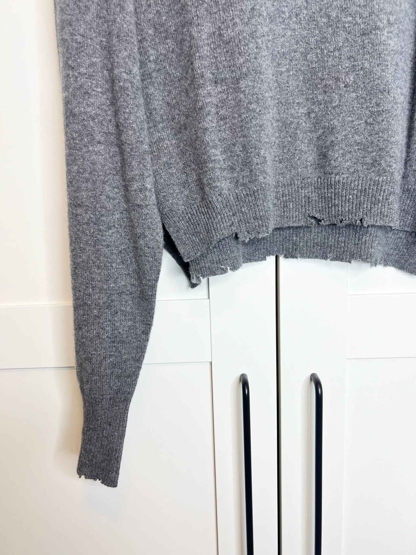 RtA Cashmere Distressed Gray Sweater, Size M