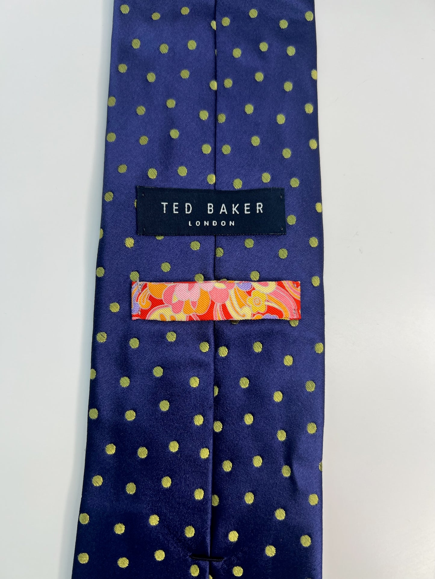 Ted Baker Navy Blue Polka Dot Silk Tie