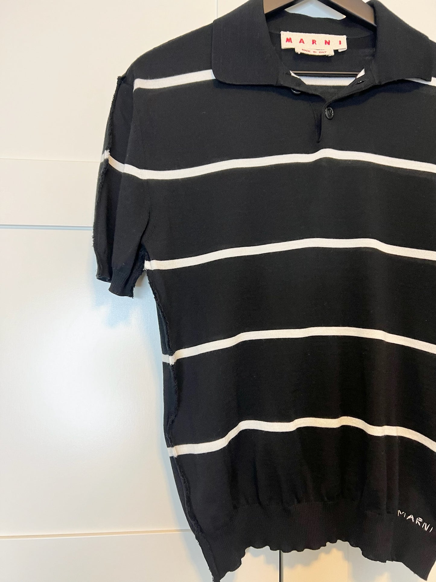 Marni Iconic Classic Striped Light Wool Polo, Size 44