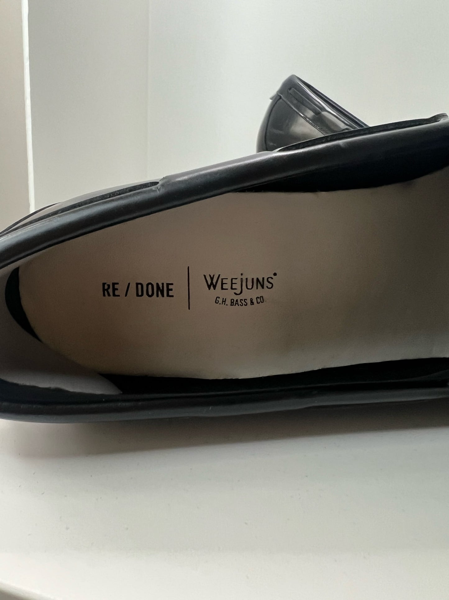 Re/Done + Weejuns Heeled Leather Loafers, Size 8.5