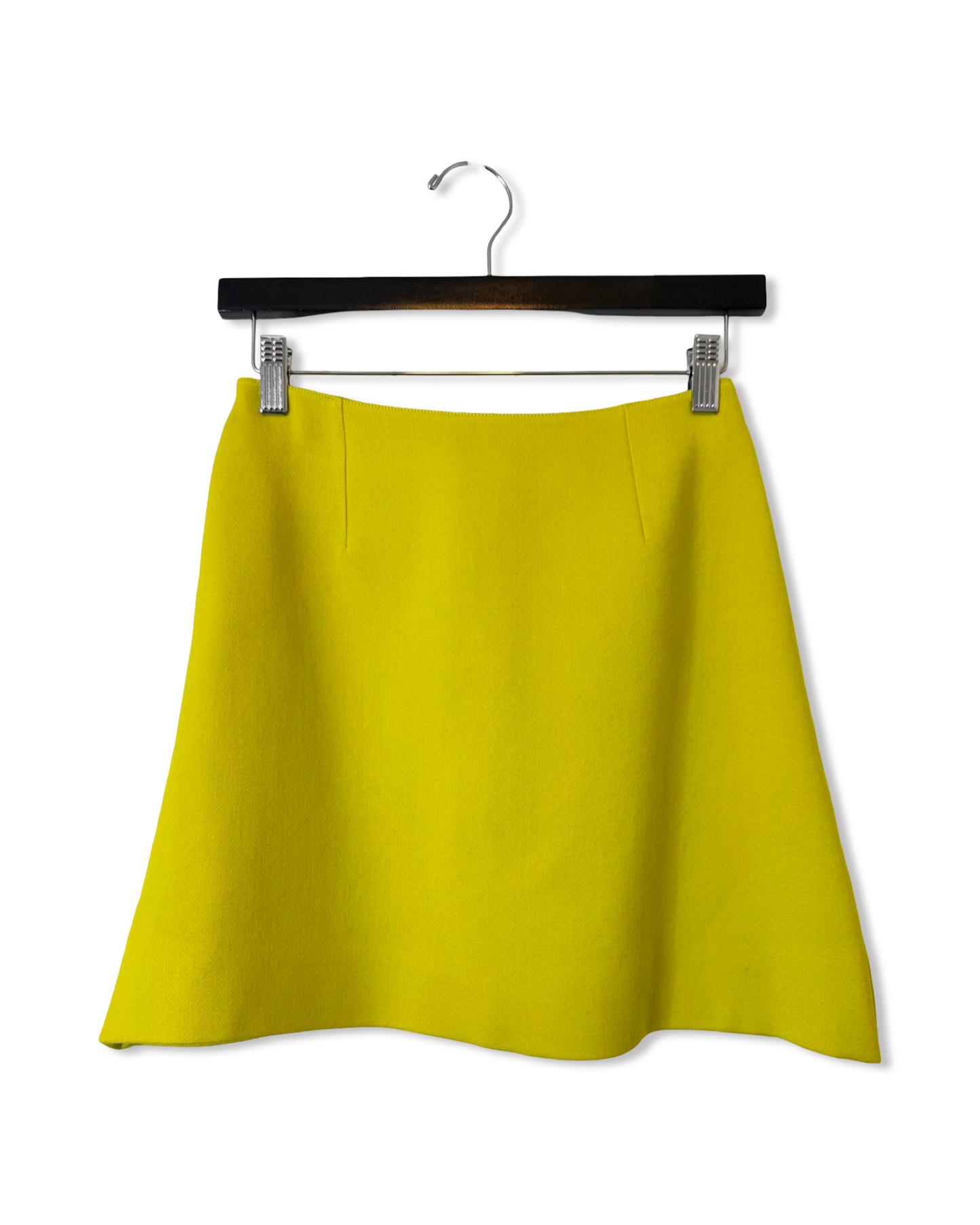 Claude Montana Chartreuse Wool Peplum Jacket & Skirt Set, Size 40/US 6