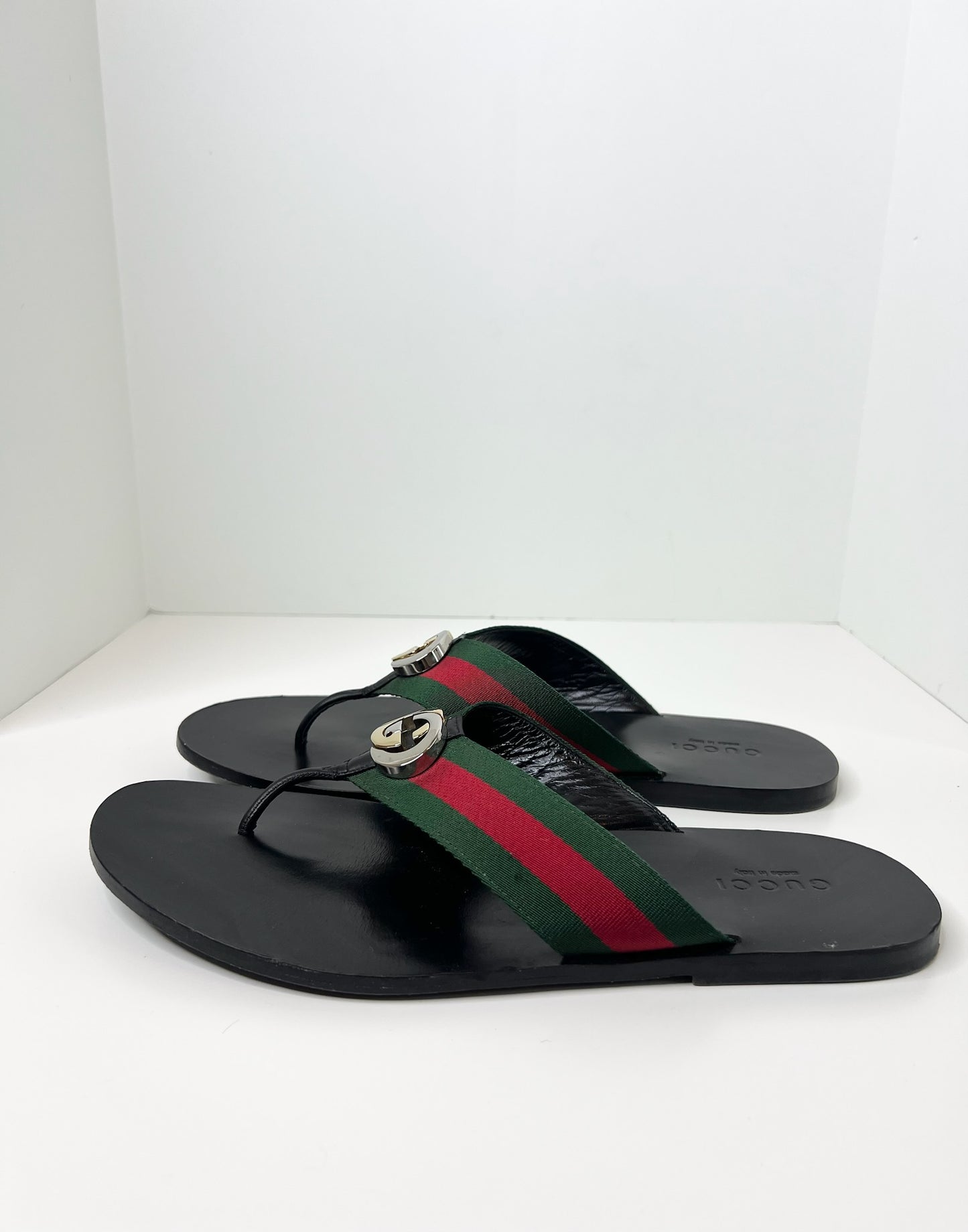 Gucci Men's Thong Sandal with Web, Size 12.5