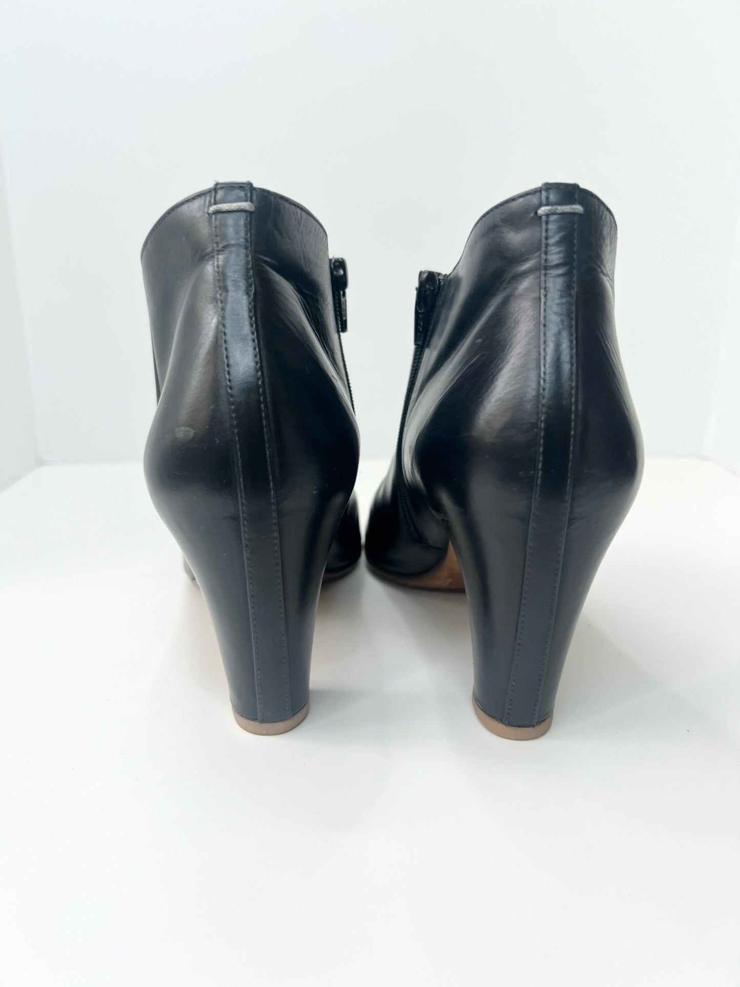 Maison Martin Margiela Peep-Toe Leather Ankle Booties, Size 38