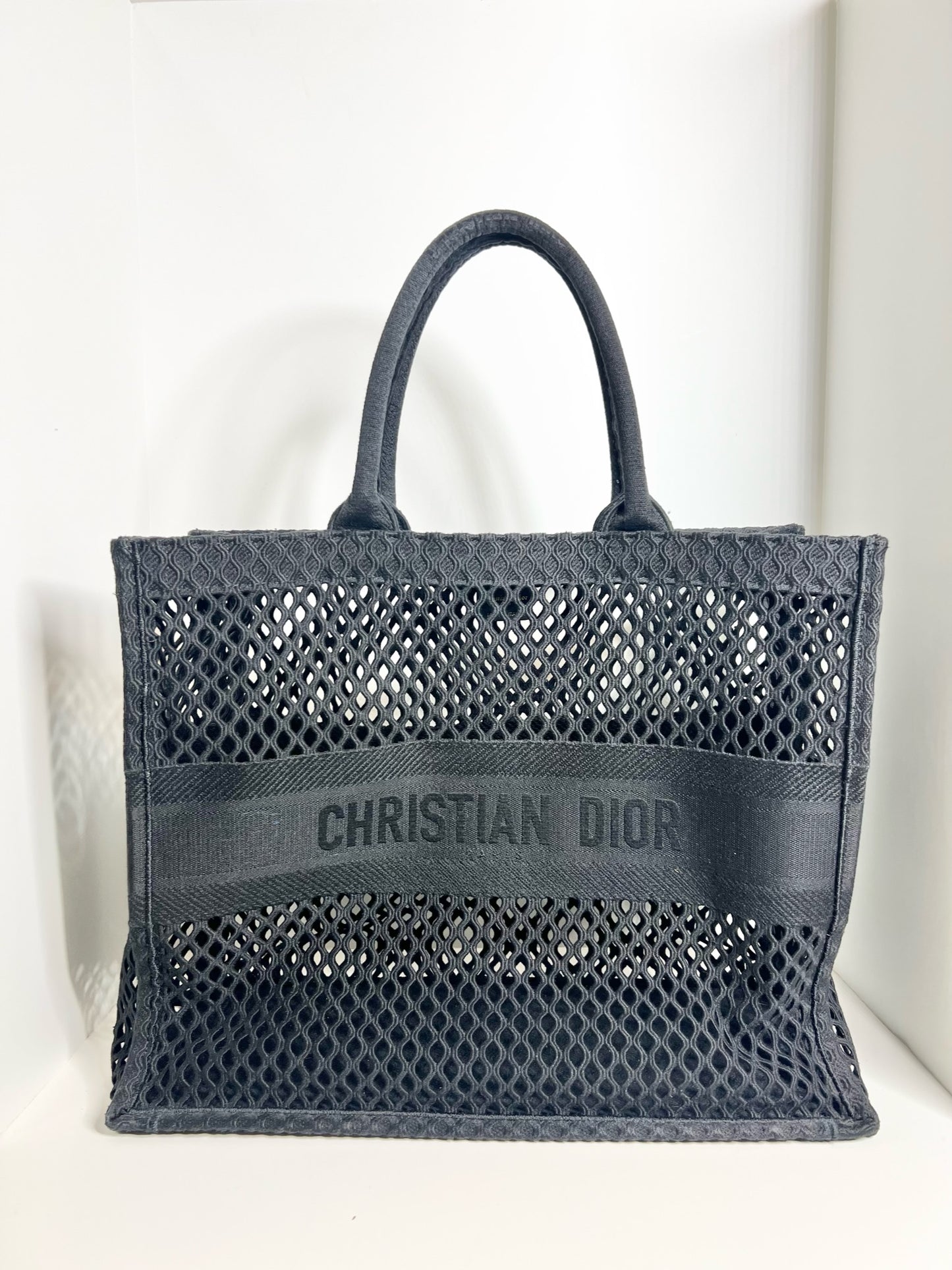 Christian Dior Mesh Book Tote, Black