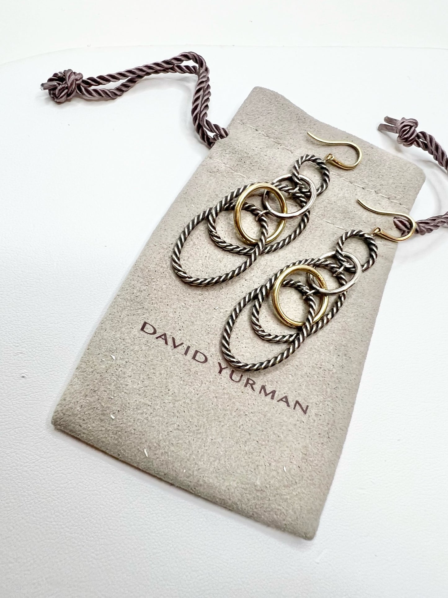 David Yurman Two-Tone Mobile Chain Drop Earrings