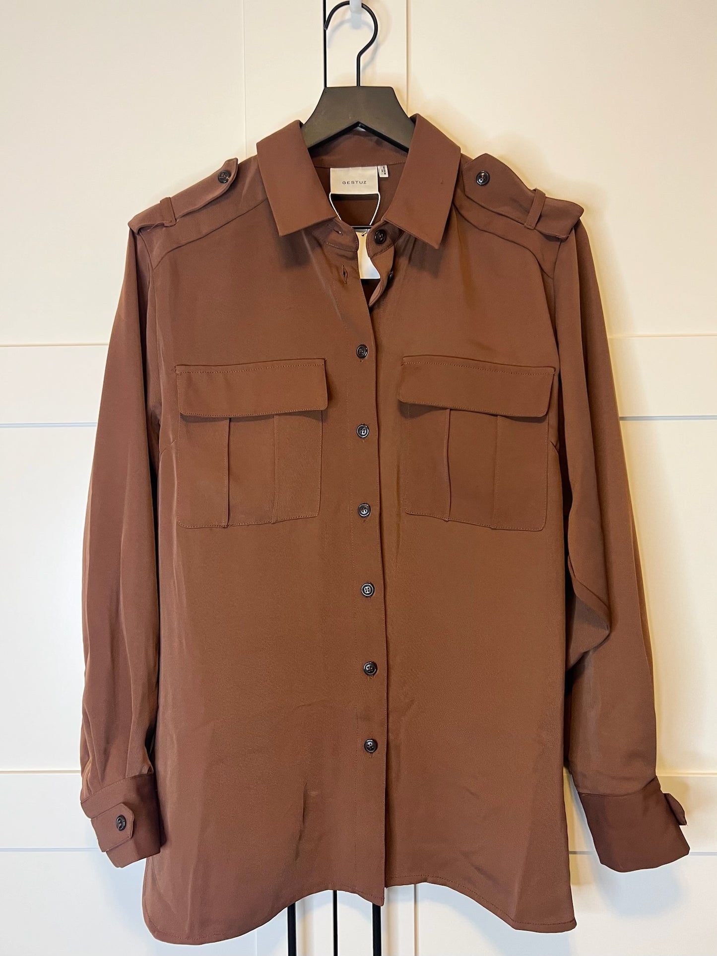 Gestuz Brown Button-Up Shirt, Size 36