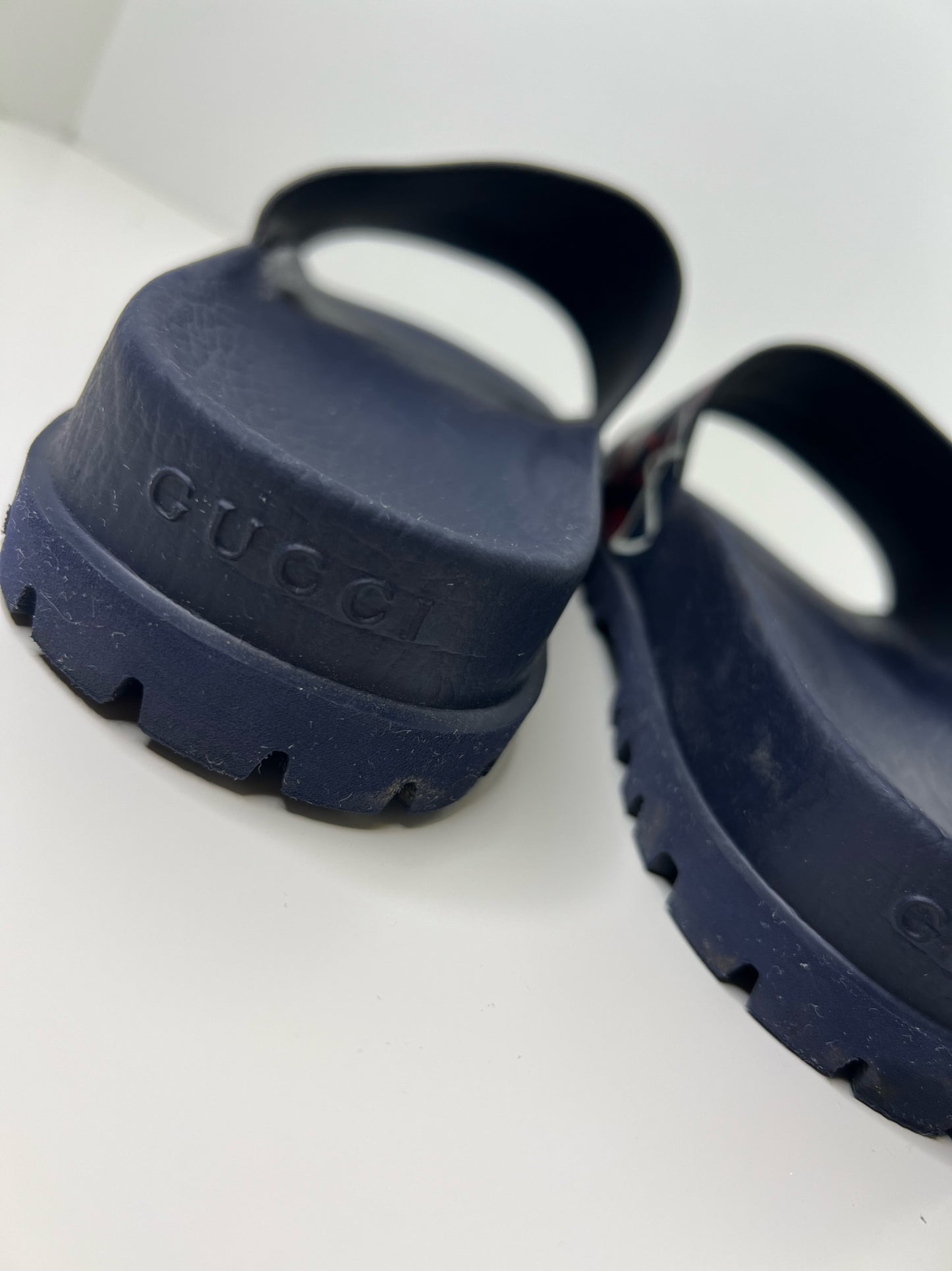 Gucci Ghost Star Print Blue Slides, Size 8