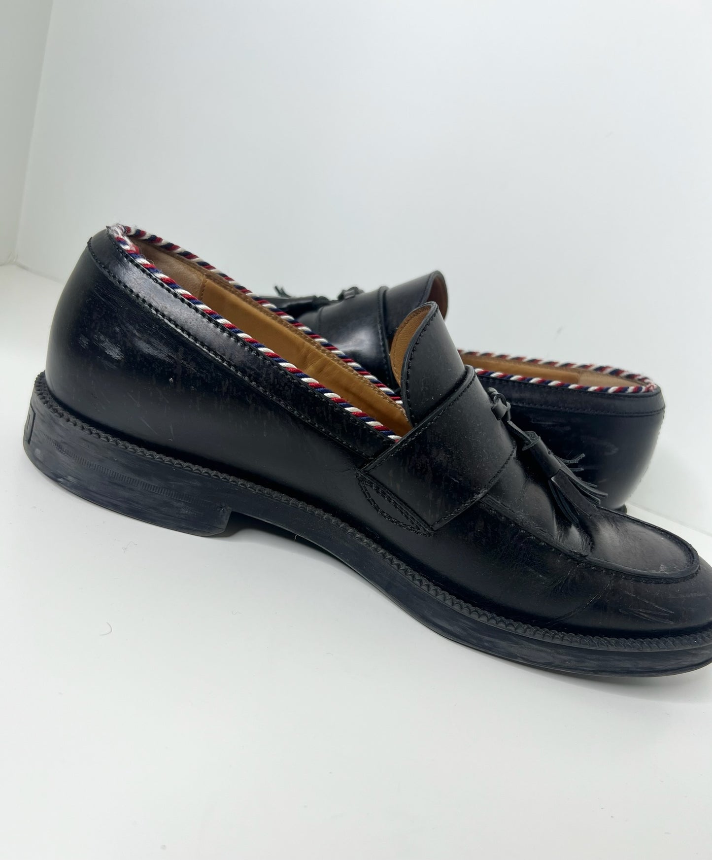 Gucci Leather Tassel Accents Dress Loafers, Size 7