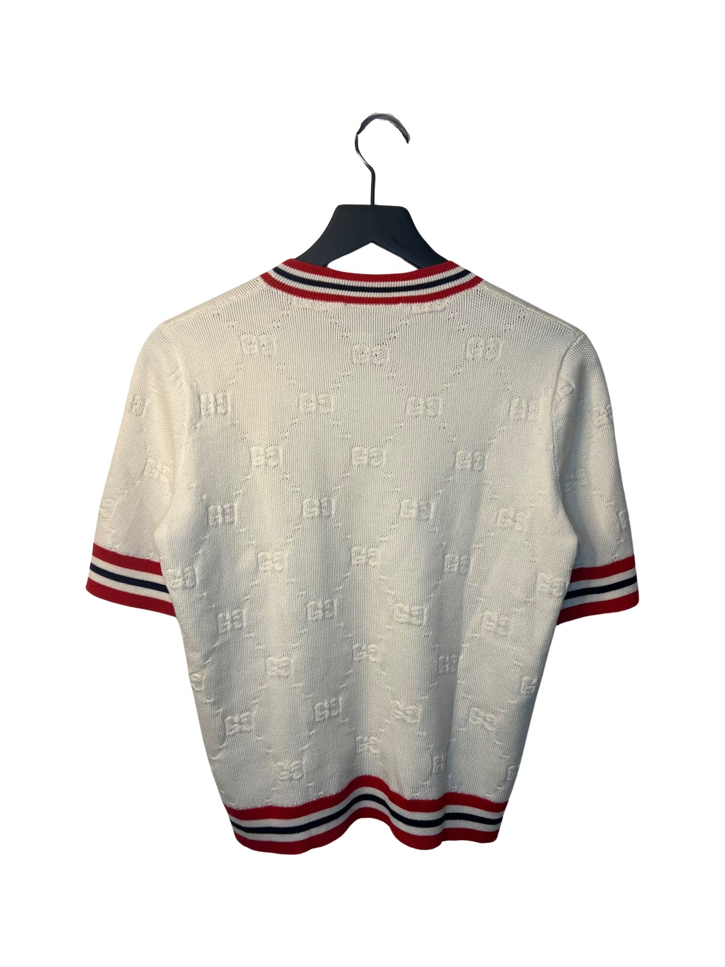 Gucci Off-White Knit GG Logo Shirt, Size Large