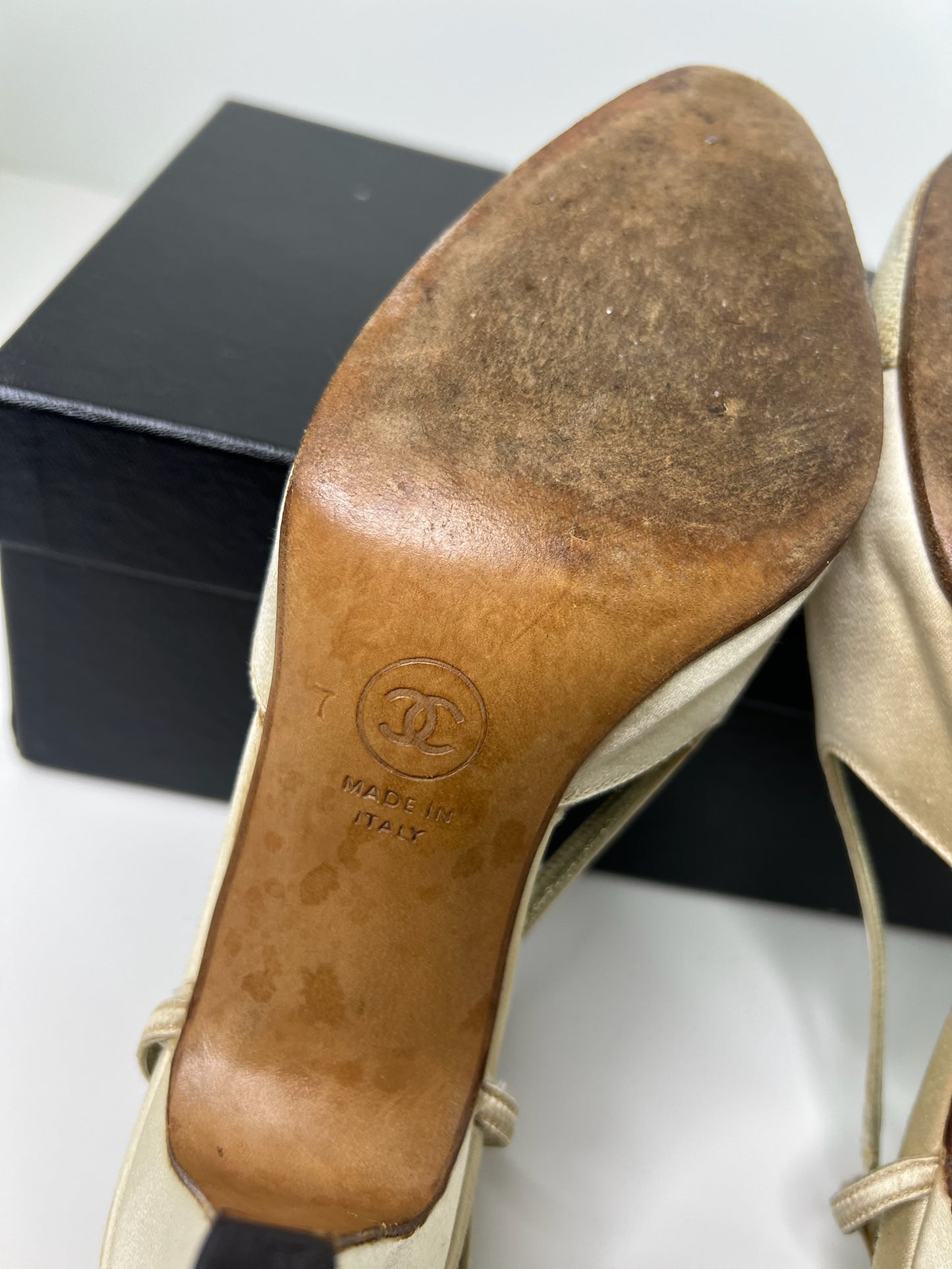 Vintage CHANEL Satin Slingbacks, Size 7