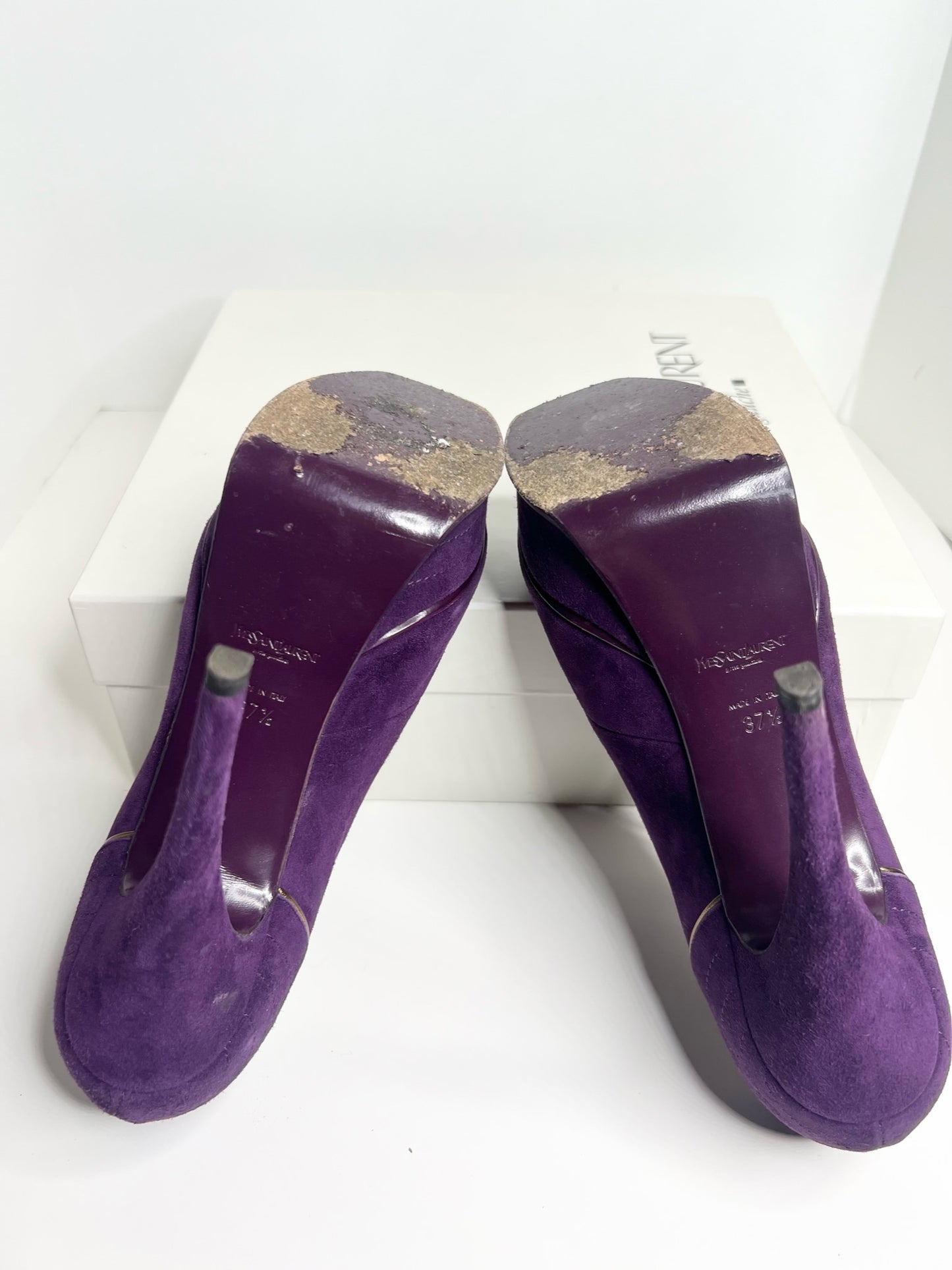 YSL Tribute 105 Platform Ankle Boots, Size 37.5