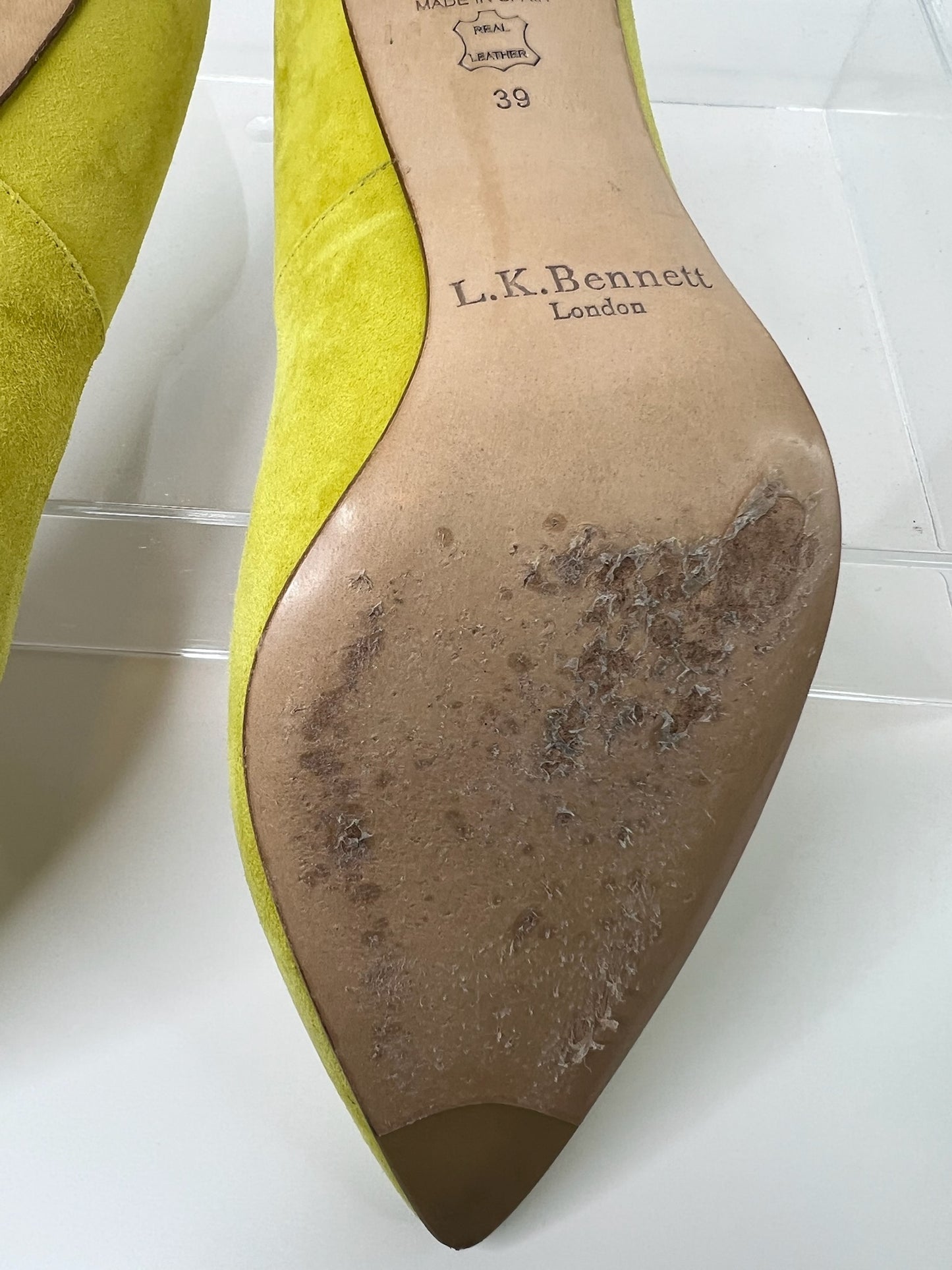 L.K. Bennett Yellow Suede Pumps, Size 39