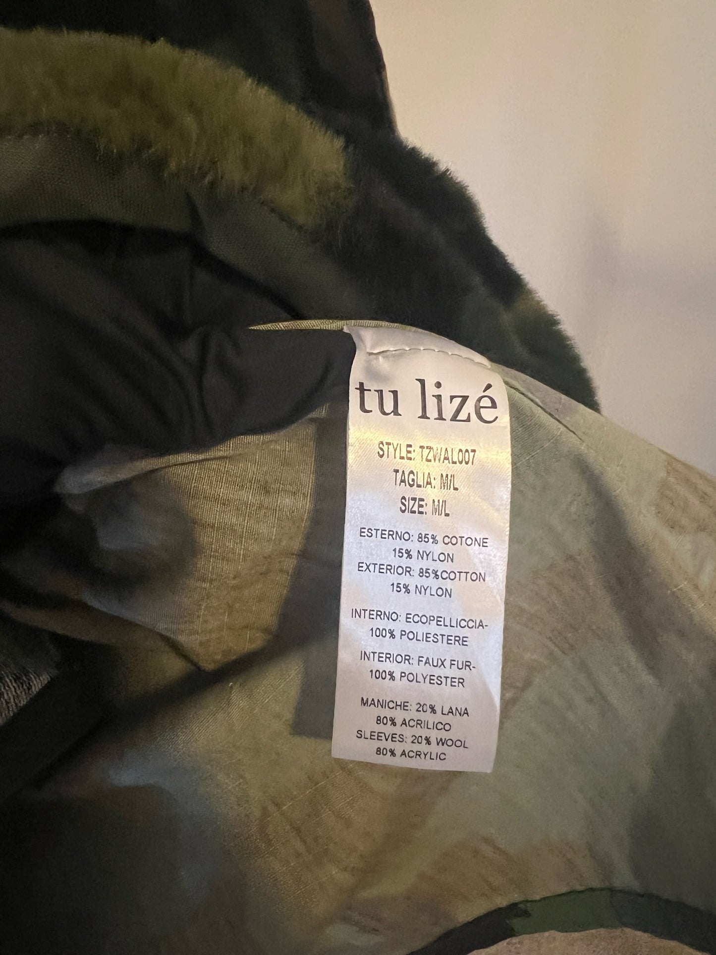 Tu Lize' Uncycled Embroidered Military Jacket, Size M/L