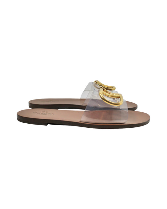 Valentino Garavani Vlogo Signature Transparent Slide, Size 38