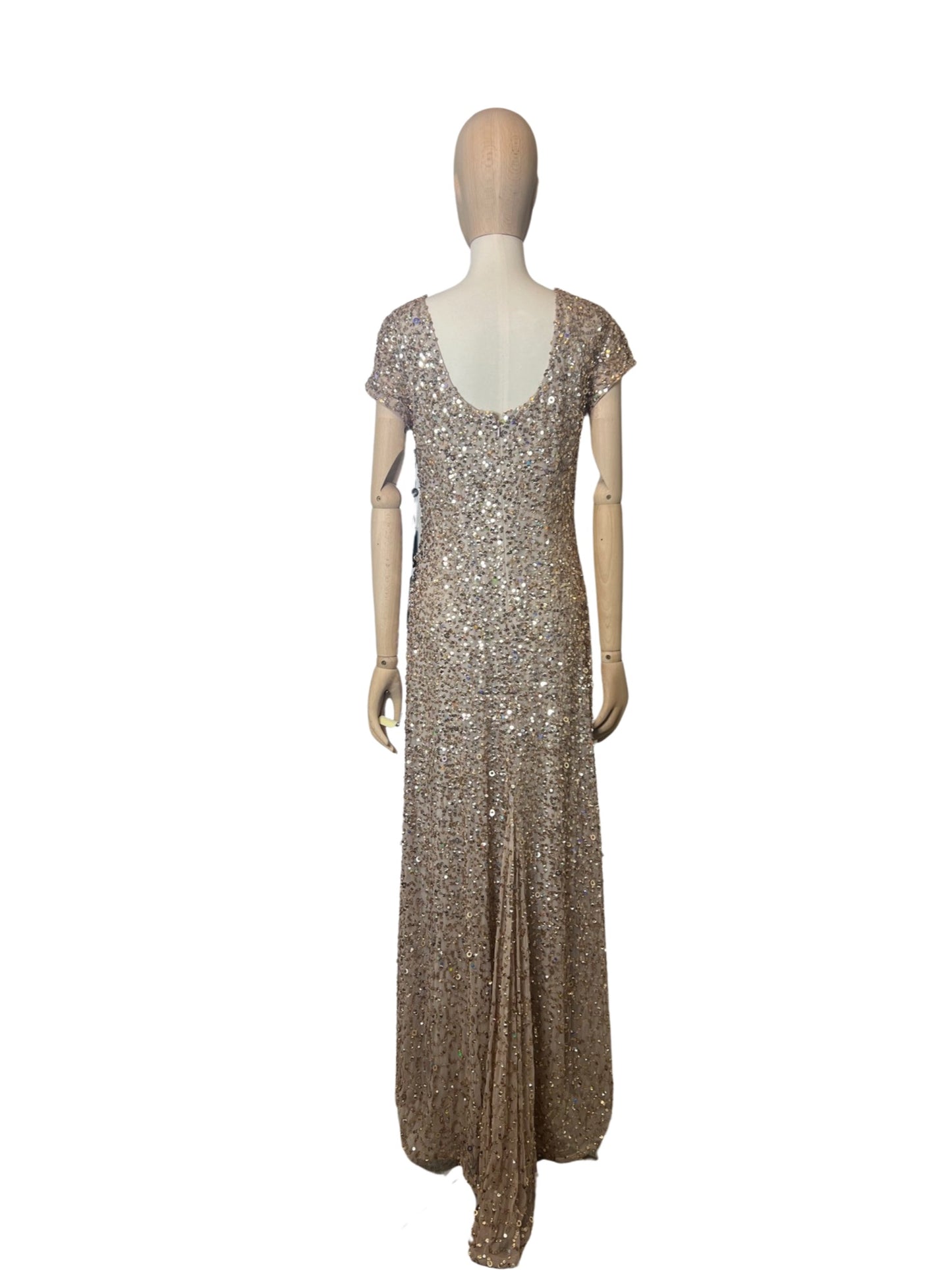 NWT! Adrianna Papell Scoop Back Sequin Gown, Size 8 Petite