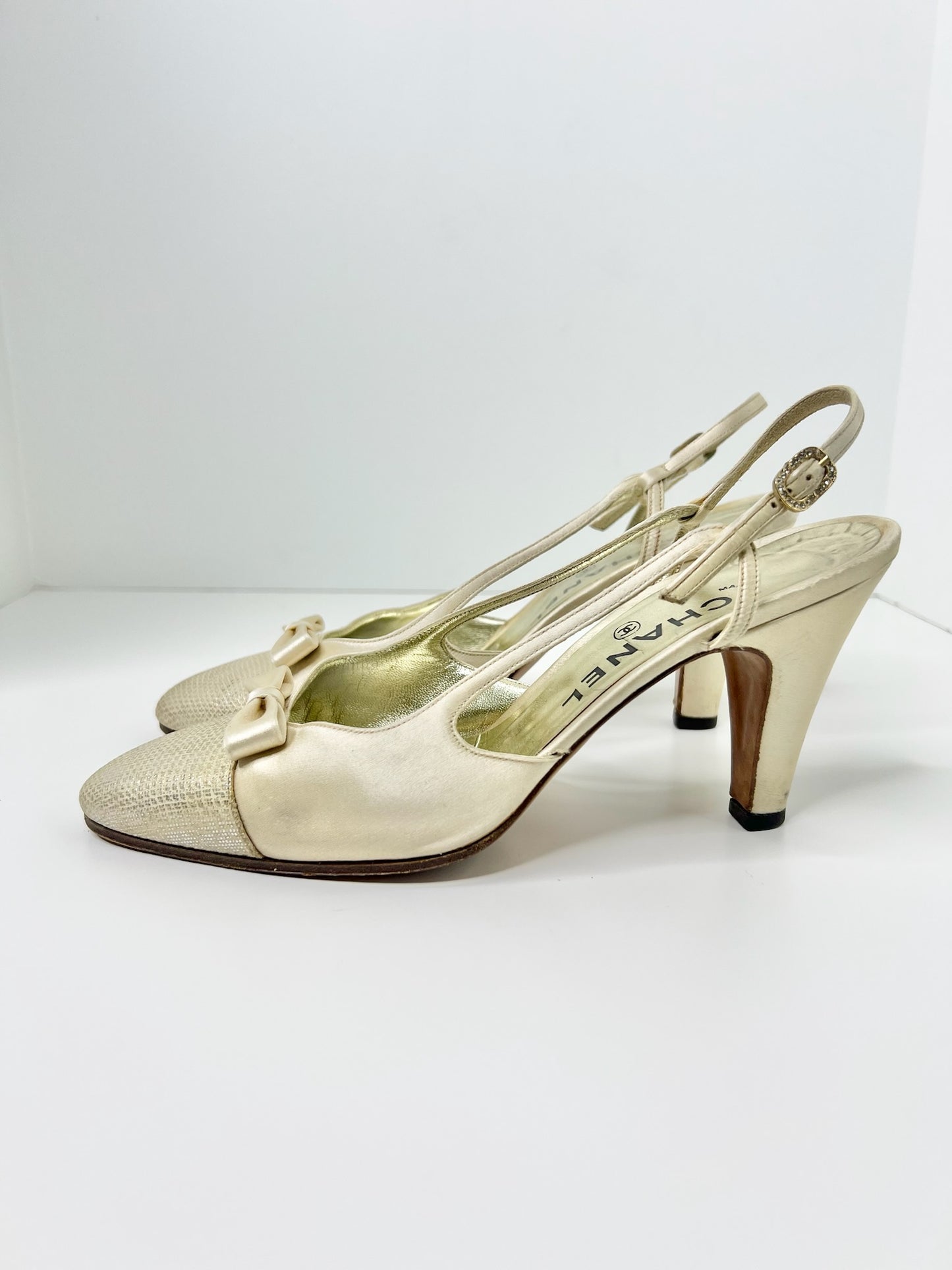 Vintage CHANEL Satin Slingbacks, Size 7