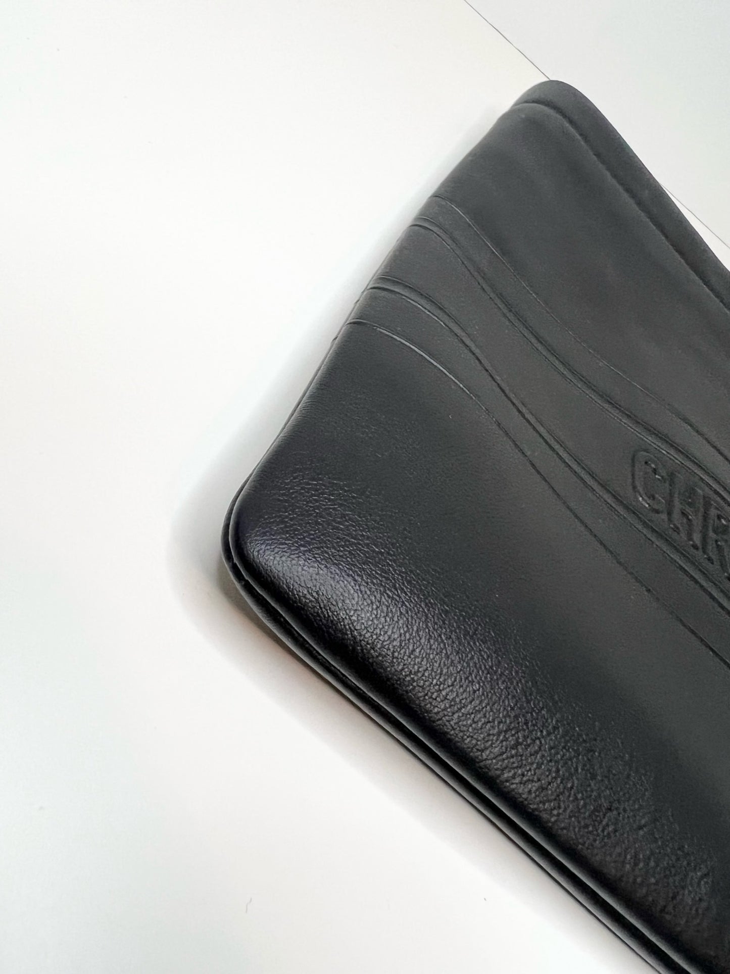 Christian Dior Logo Zip Leather Pouch, Black