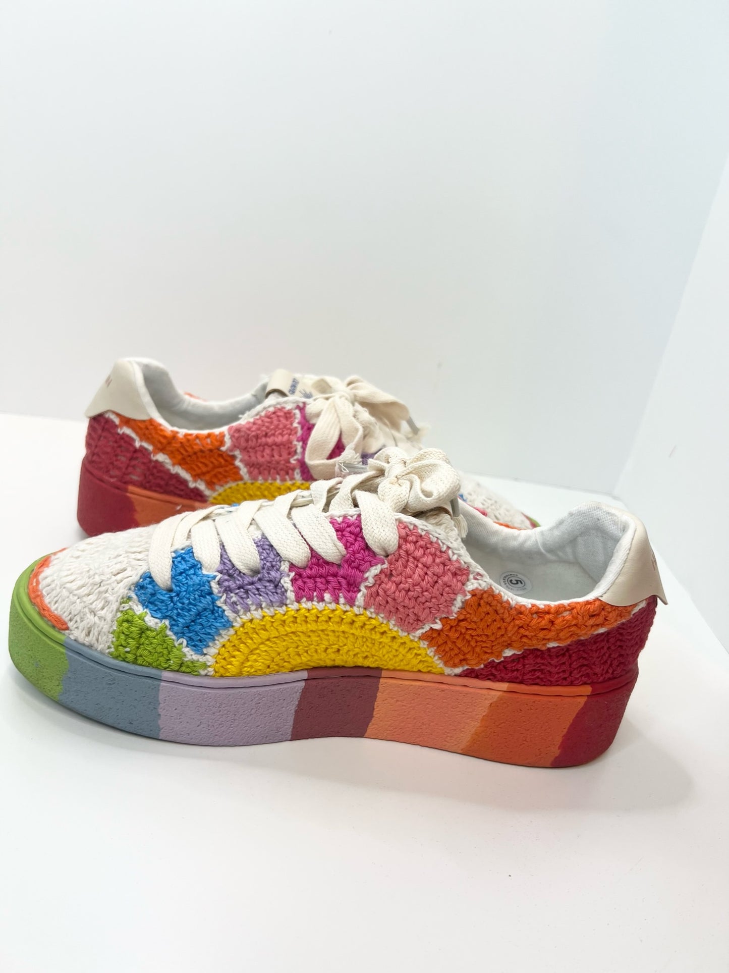 Farm Rio Crochet Sunset Platform Rainbow Sneakers, Size 8