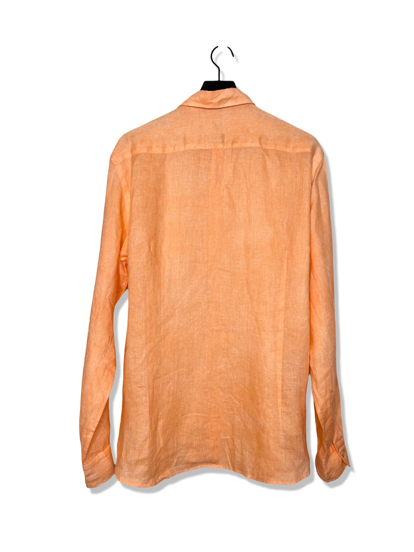 R by Robert Graham Orange Linen Long-Sleeve Shirt, Size XL