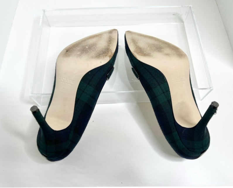 J.Crew Green Plaid Pumps, Size 8.5