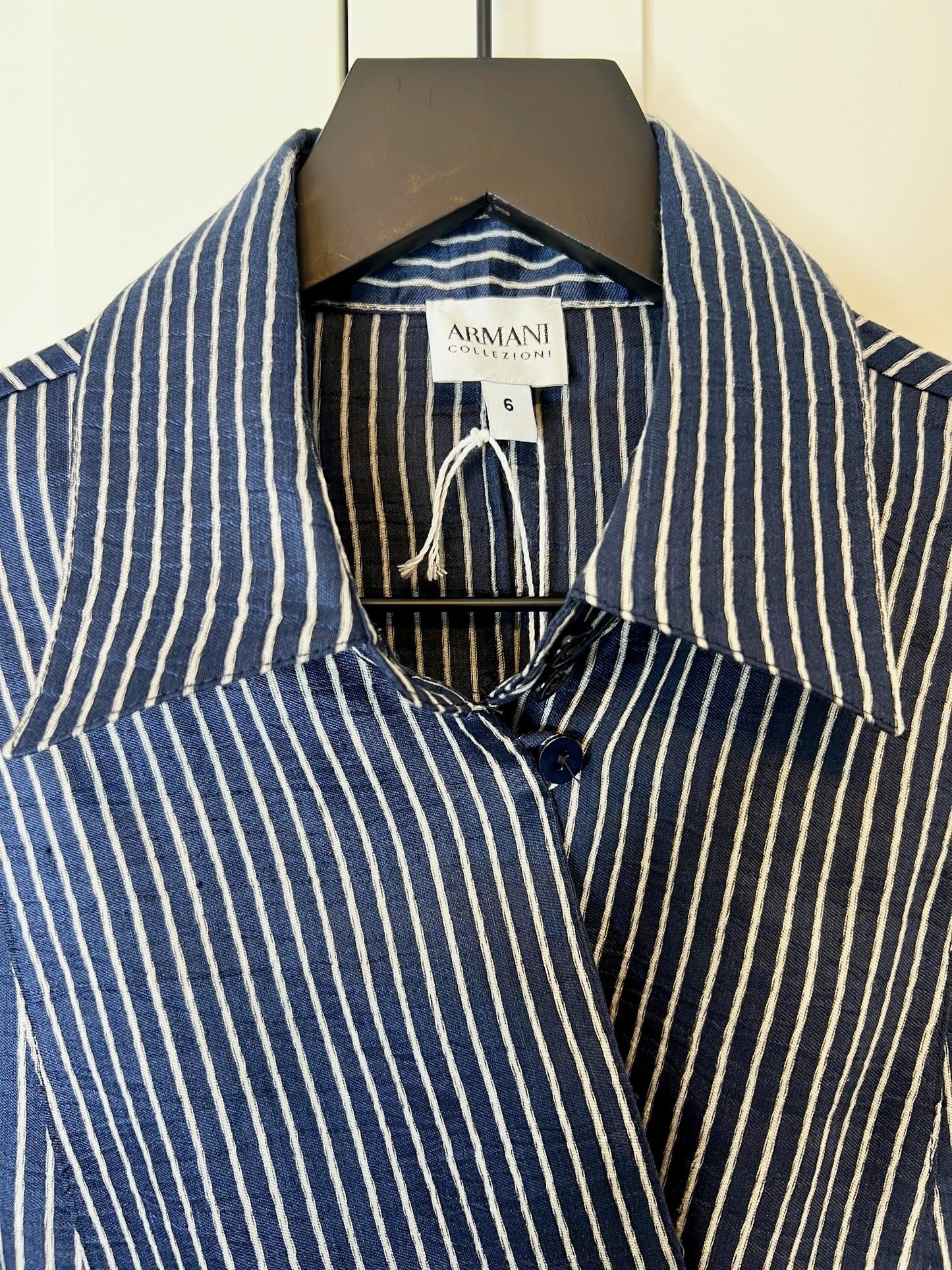 Armani Collezioni Blue Stripe Shirt, Size 6