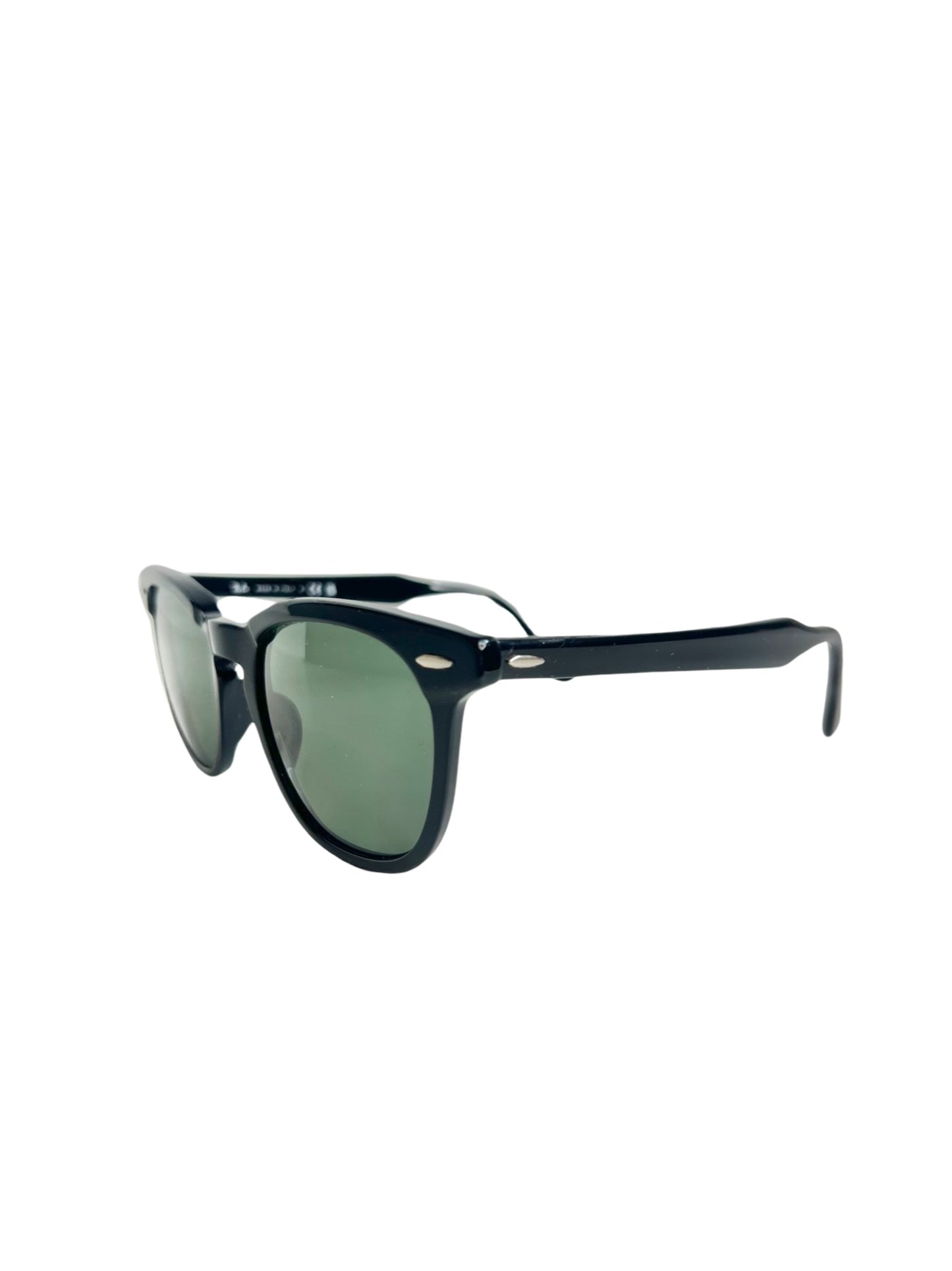 Ray-Ban Hawkeye Polished Black Sunglasses w/ Green Lenses