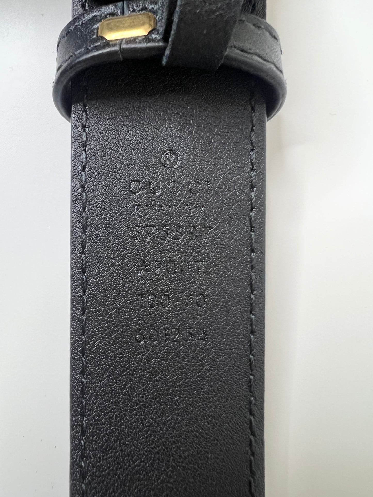 Gucci Black Leather Framed Double G Belt, Size 95