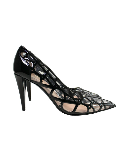 Valentino Garavani Toile Iconographe Black Pump 90mm, Size 37.5