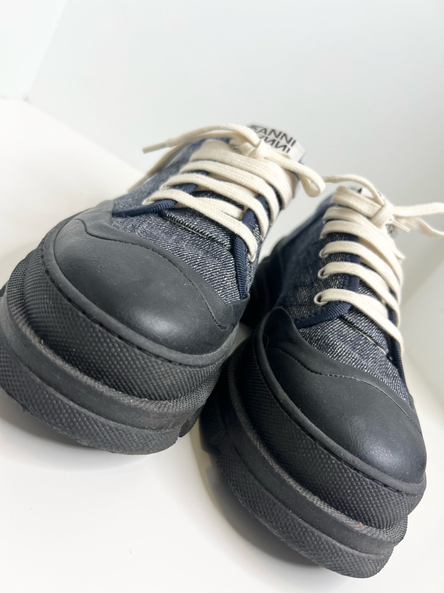 Ganni Denim Low-top Sneakers, Size 39