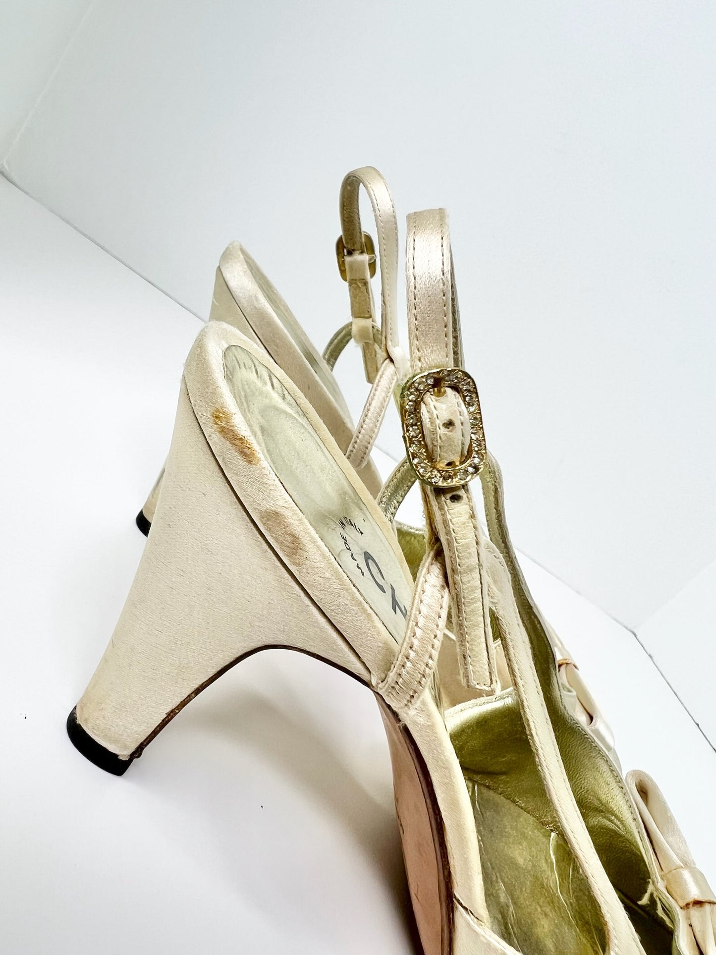 Vintage CHANEL Satin Slingbacks, Size 7