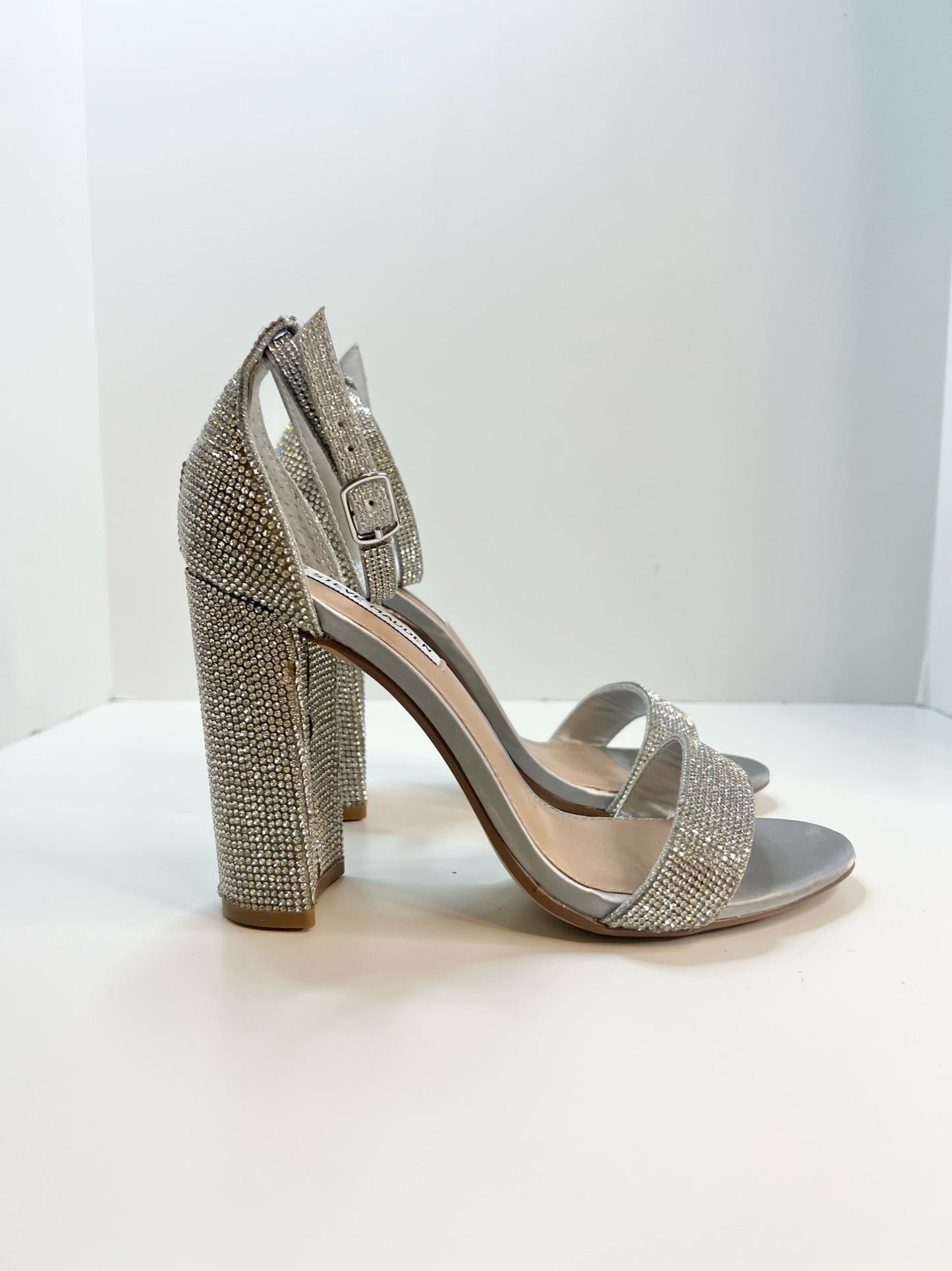 Steve Madden Carrson Silver Heel Sandals, Size 7.5