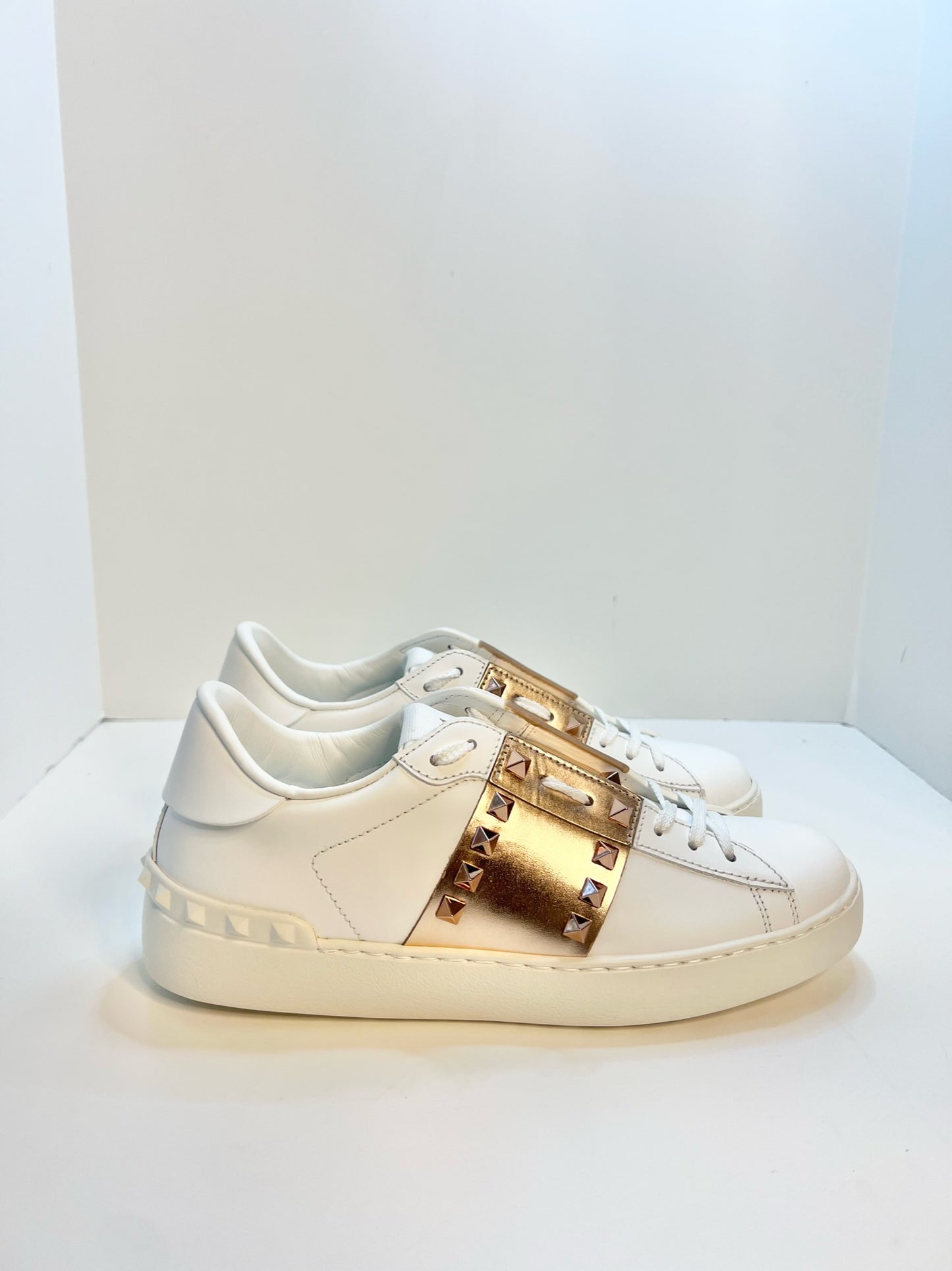 Valentino Garavani Rockstud Leather Sneakers, Size 38.5