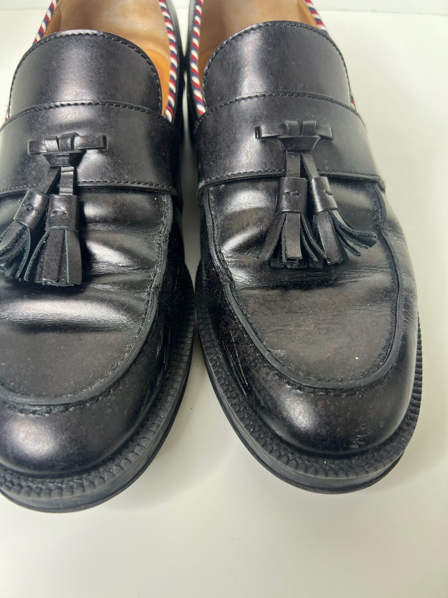 Gucci Leather Tassel Accents Dress Loafers, Size 7