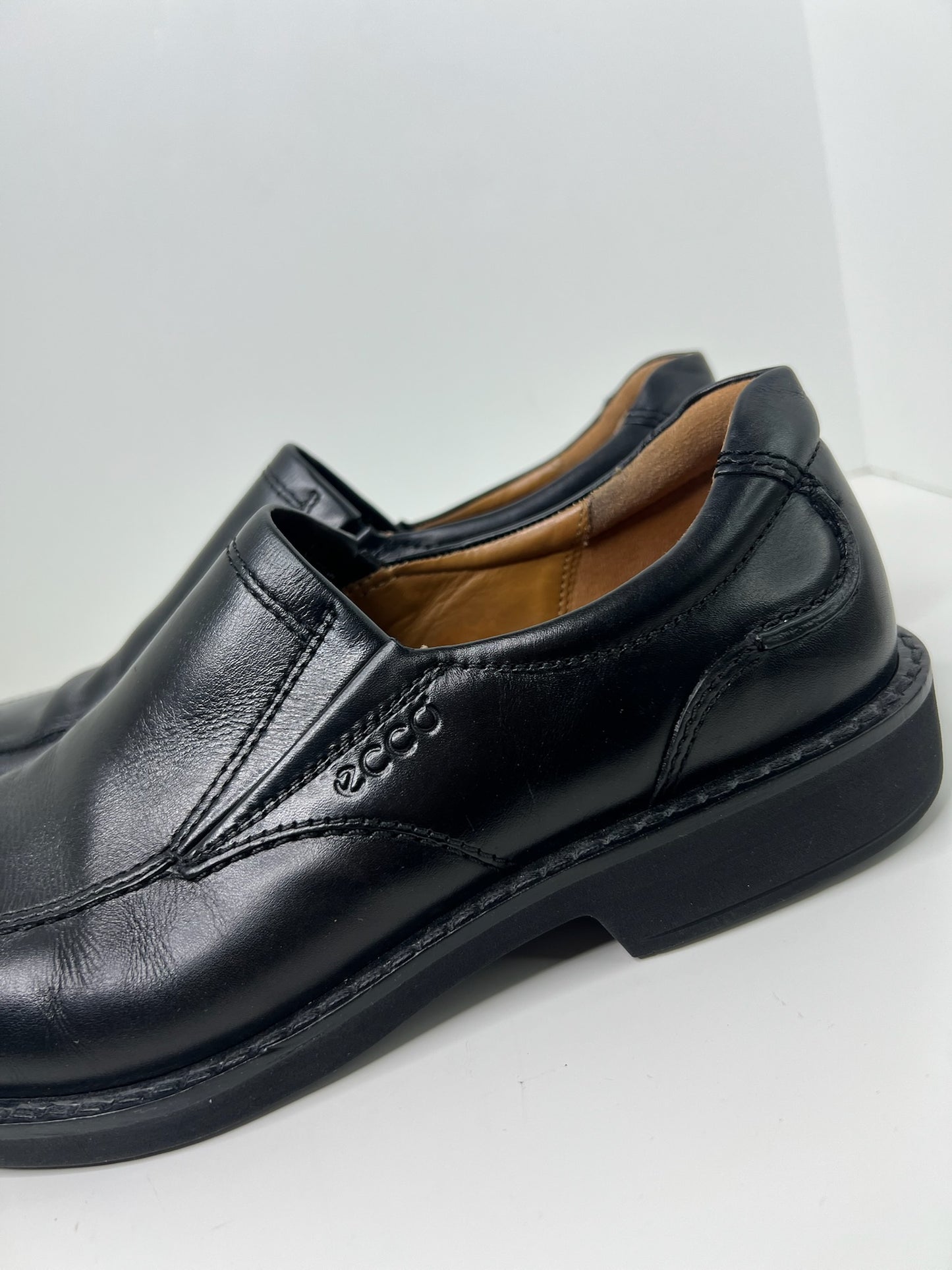 Ecco Black Leather Shoes, Size 42