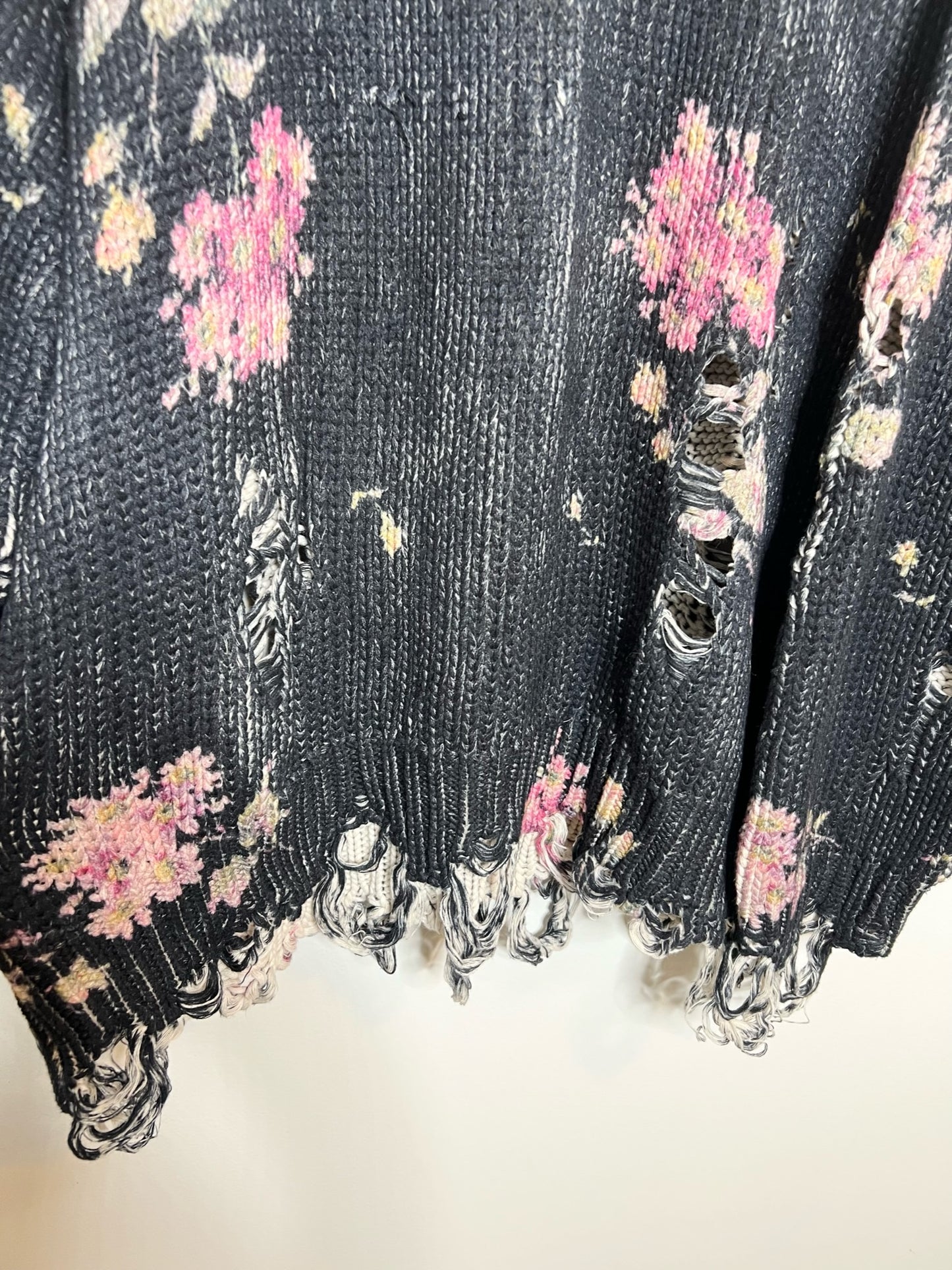 R13 Oversized Distressed Floral Sweater