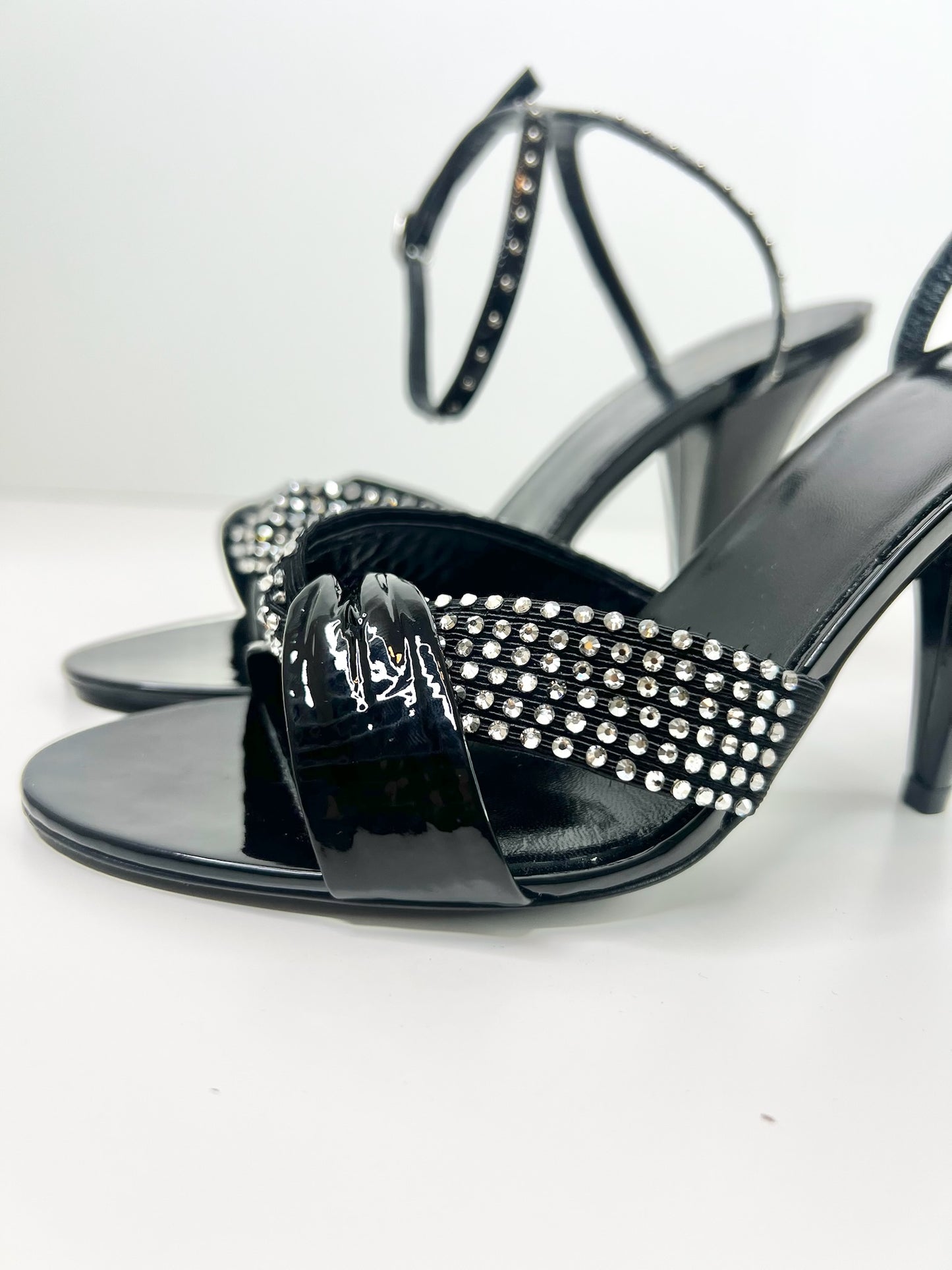 NWT! Celine Edwige Patent Leather Crystal Embellished Sandals, Size 37.5