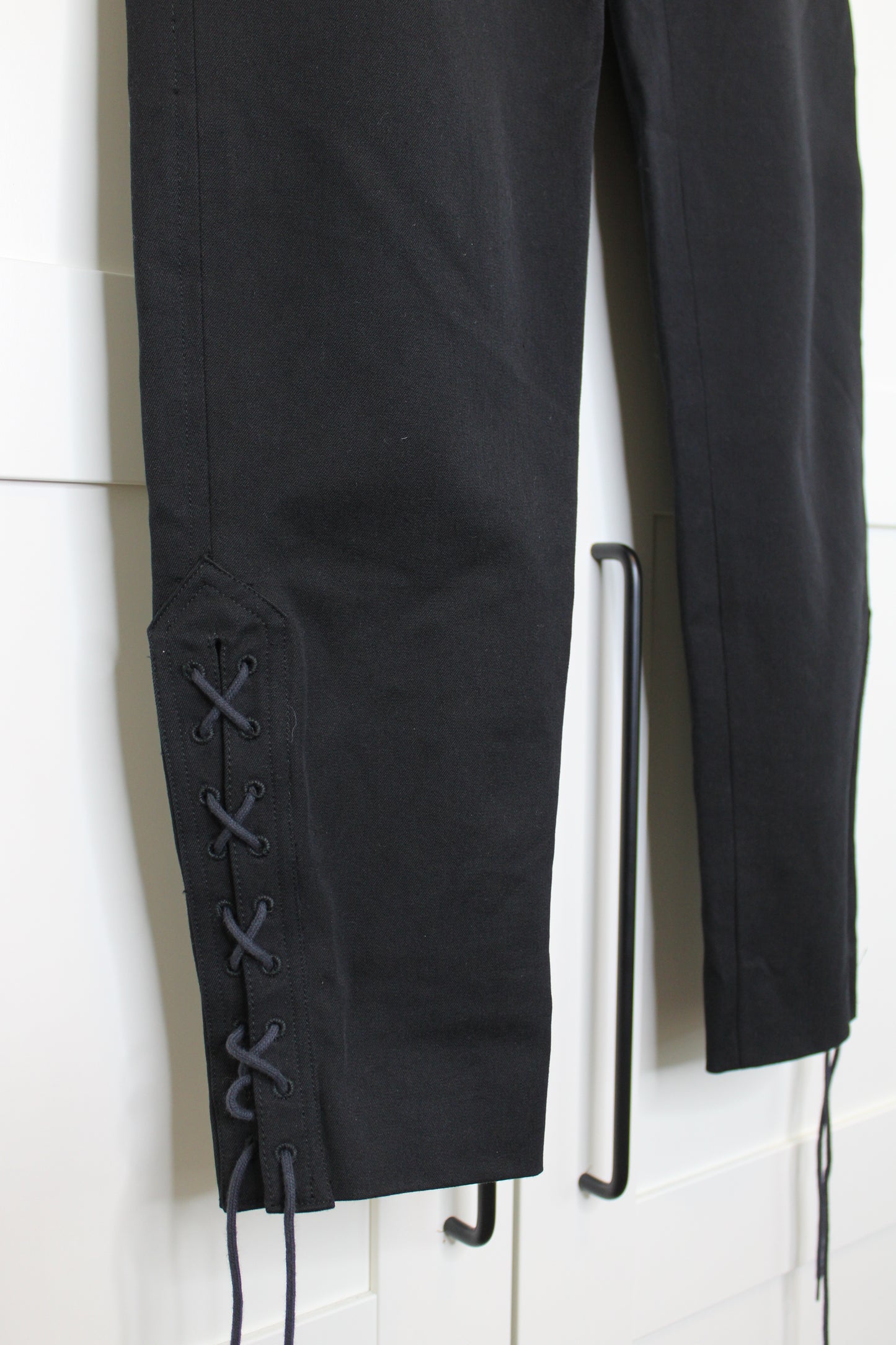Chanel Black Cotton Corset-Hem Pants, Size 36