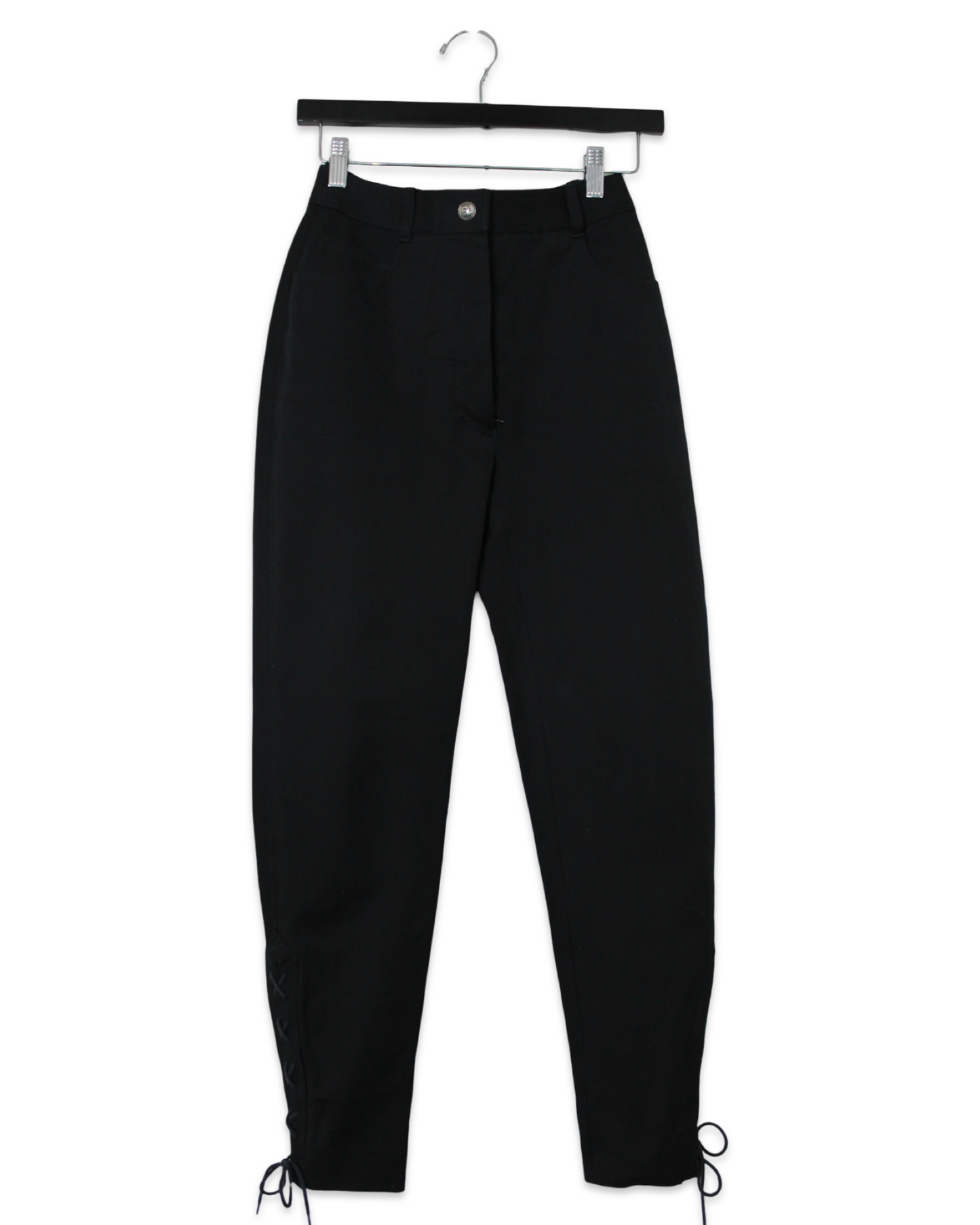 Chanel Black Cotton Corset-Hem Pants, Size 36