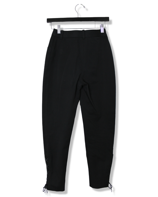 Chanel Black Cotton Corset-Hem Pants, Size 36