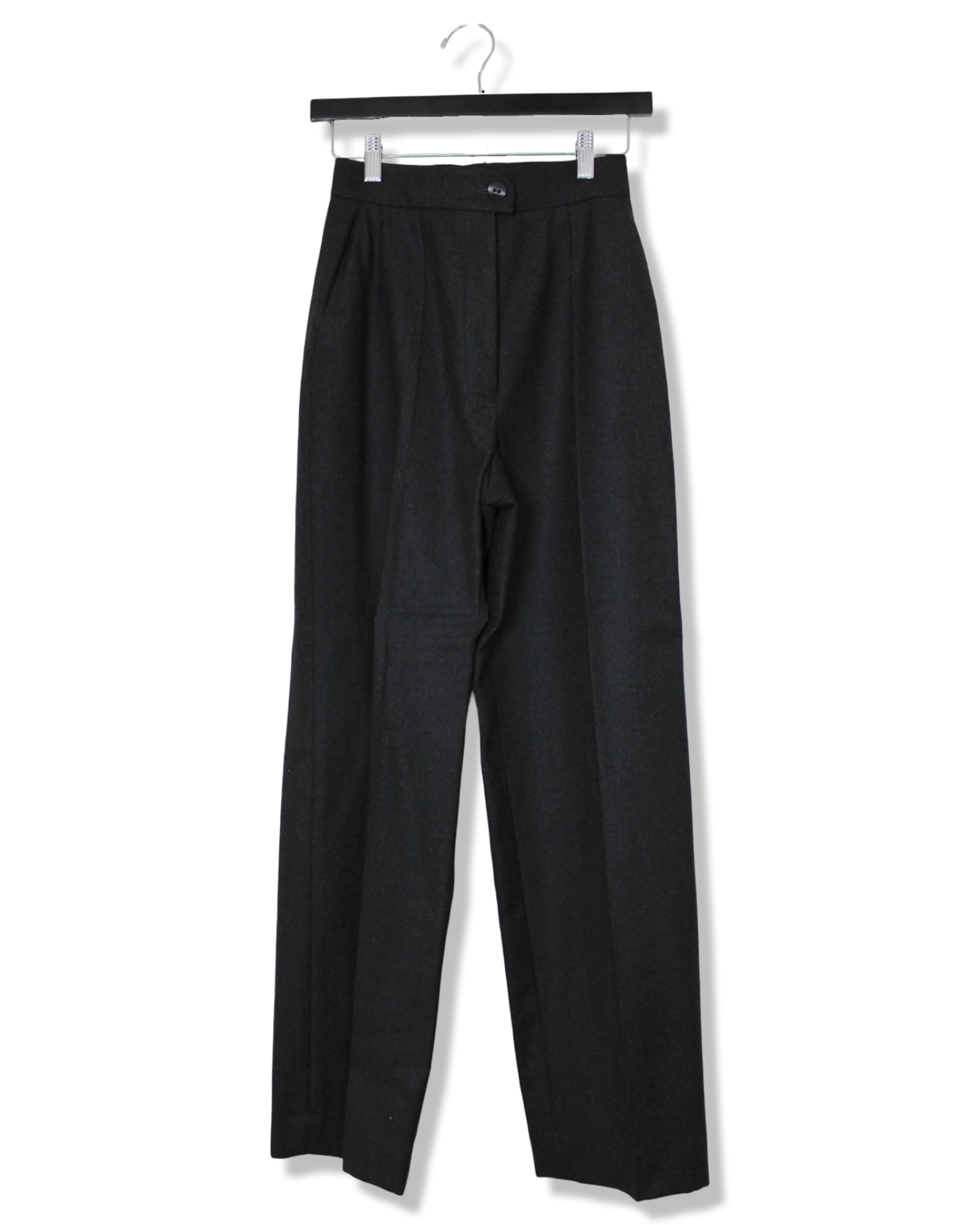 Chanel Dark Gray Wool & Cashmere Pleated Trousers, Size 36