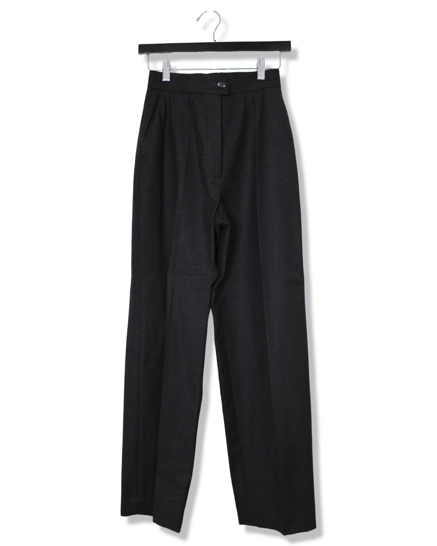 Chanel Dark Gray Wool & Cashmere Pleated Trousers, Size 36