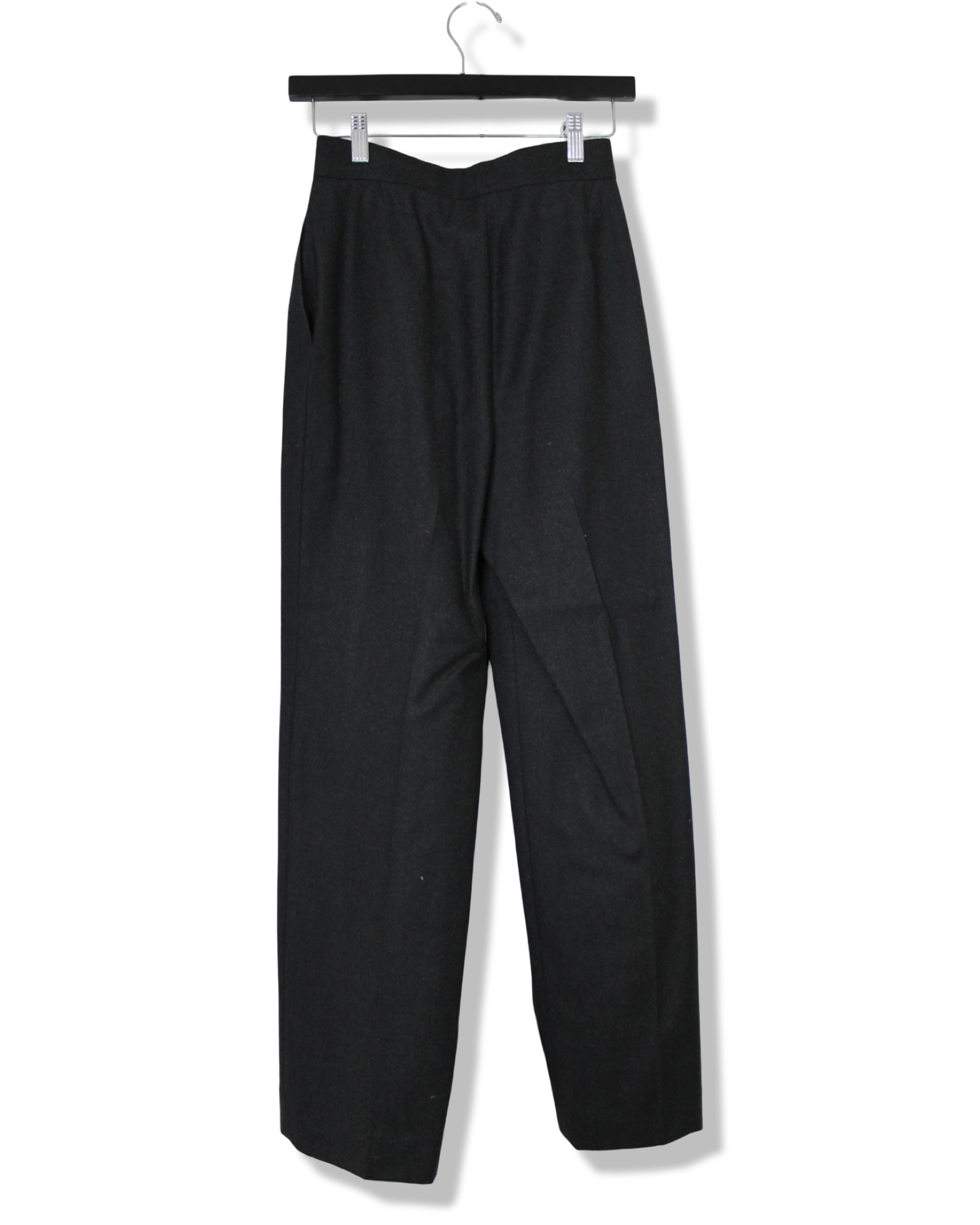 Chanel Dark Gray Wool & Cashmere Pleated Trousers, Size 36