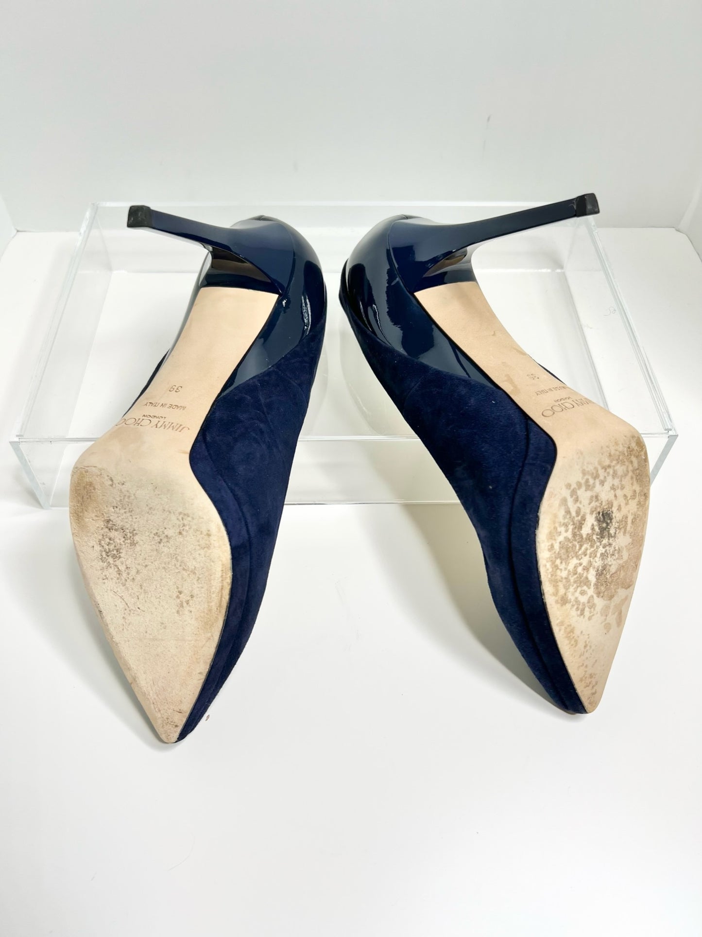 Jimmy Choo Navy Suede Pumps, Size 39